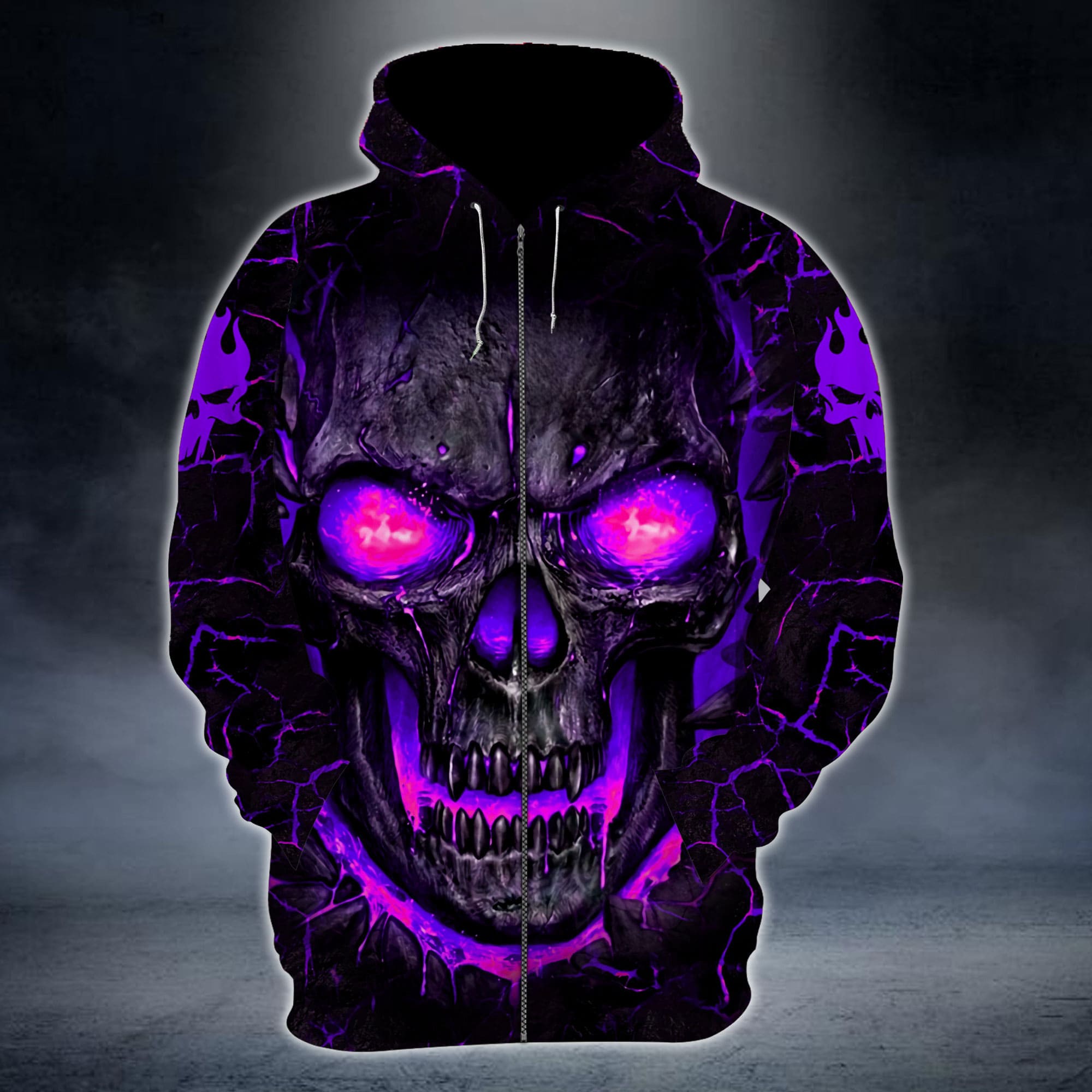 Premium Unique Lava Skull Zip Hoodies 3D Multicolor