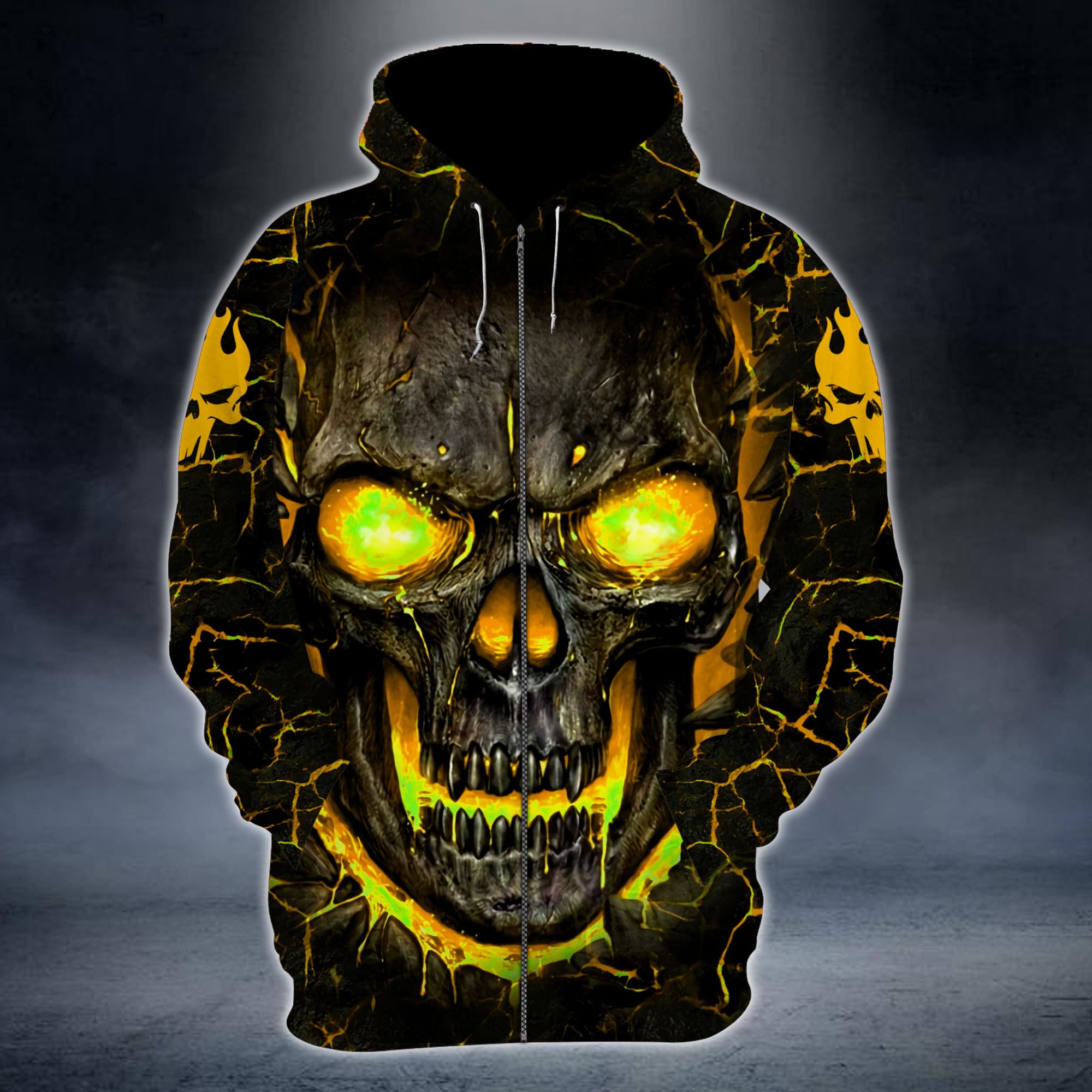 Premium Unique Lava Skull Zip Hoodies 3D Multicolor