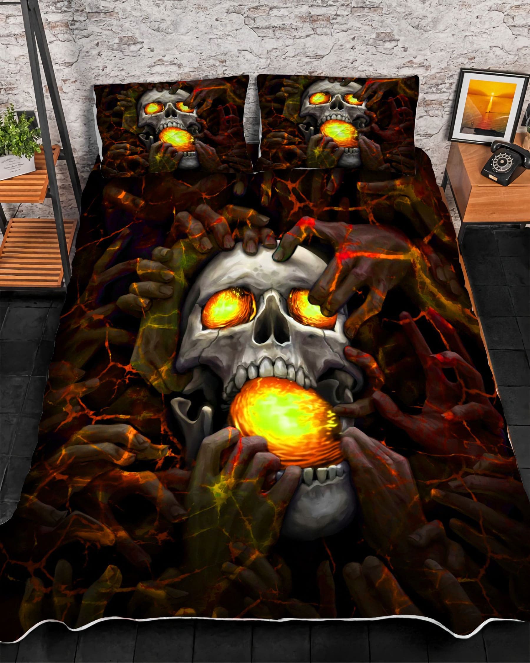 The Best Lava Skull Bedding Set Multicolor, Perfect Gift For Skull Lover