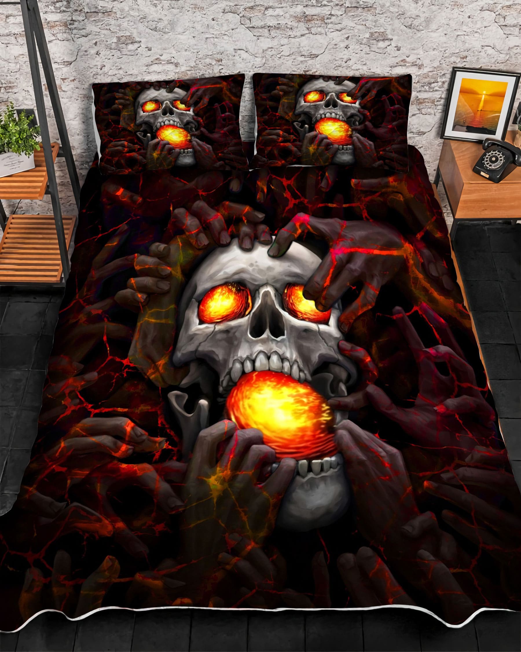 The Best Lava Skull Bedding Set Multicolor, Perfect Gift For Skull Lover