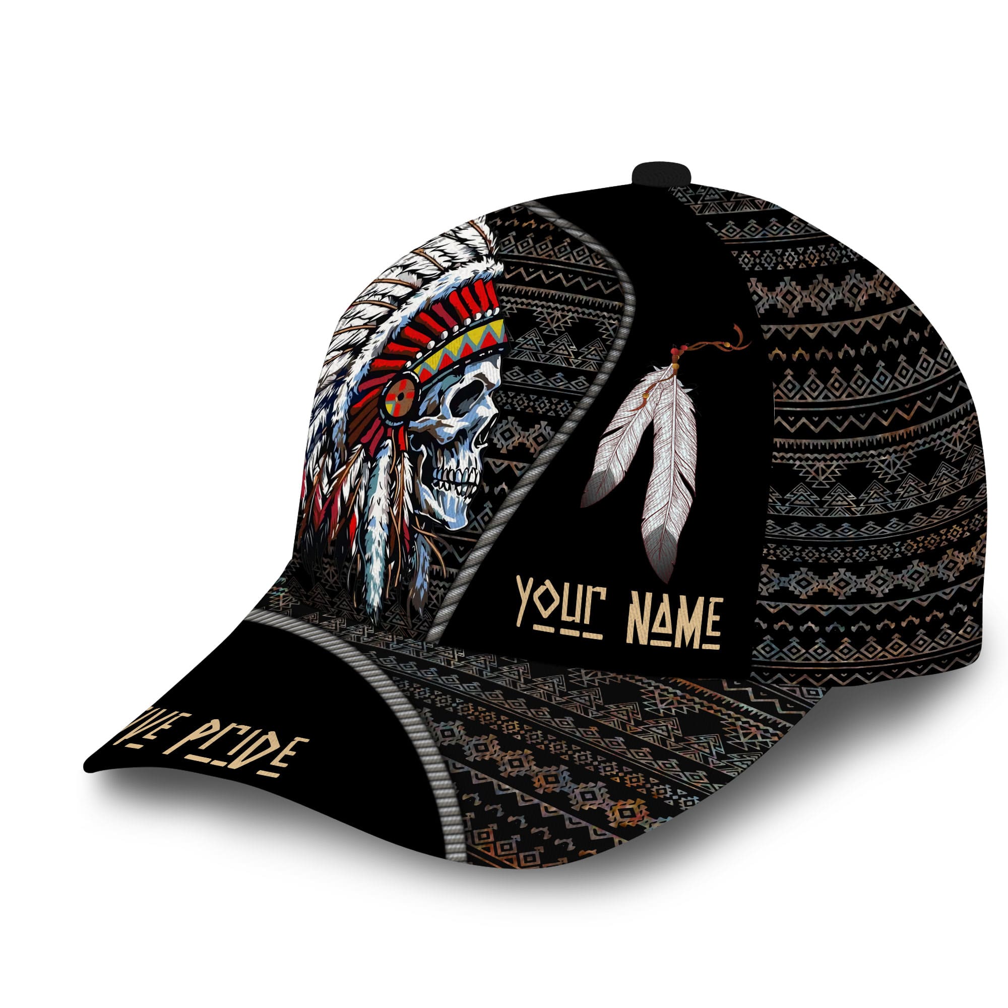 Premium Native American Pride Skull 3D Hats Personalized