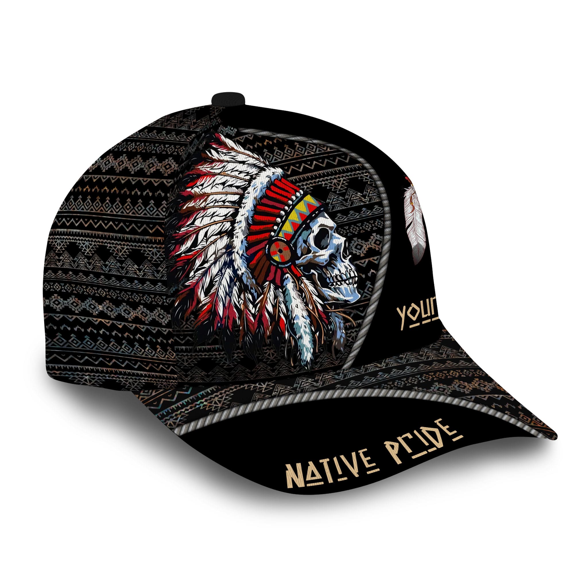 Premium Native American Pride Skull 3D Hats Personalized