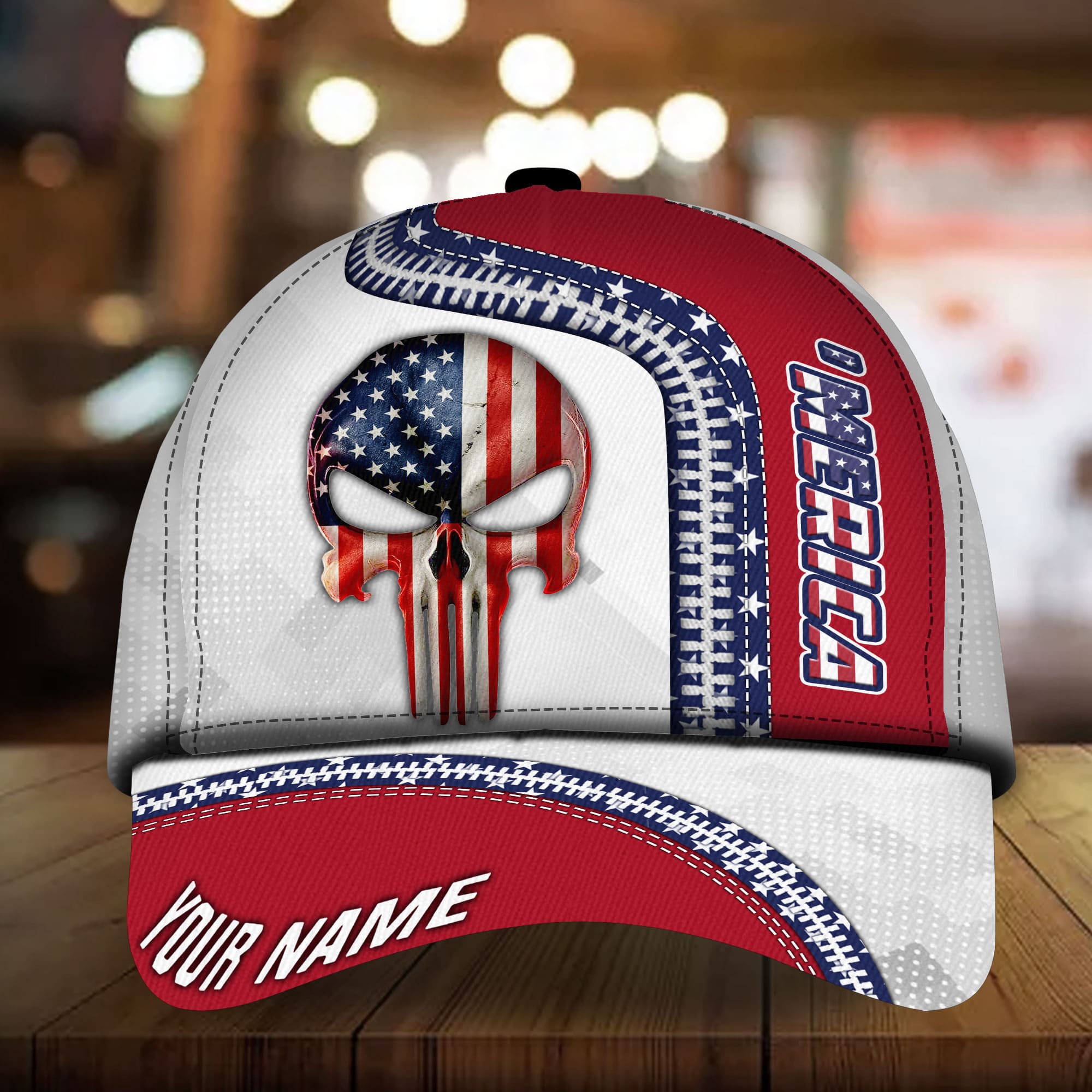 Premium Unique American Skull 3D Hats For Skull Lovers Personalized