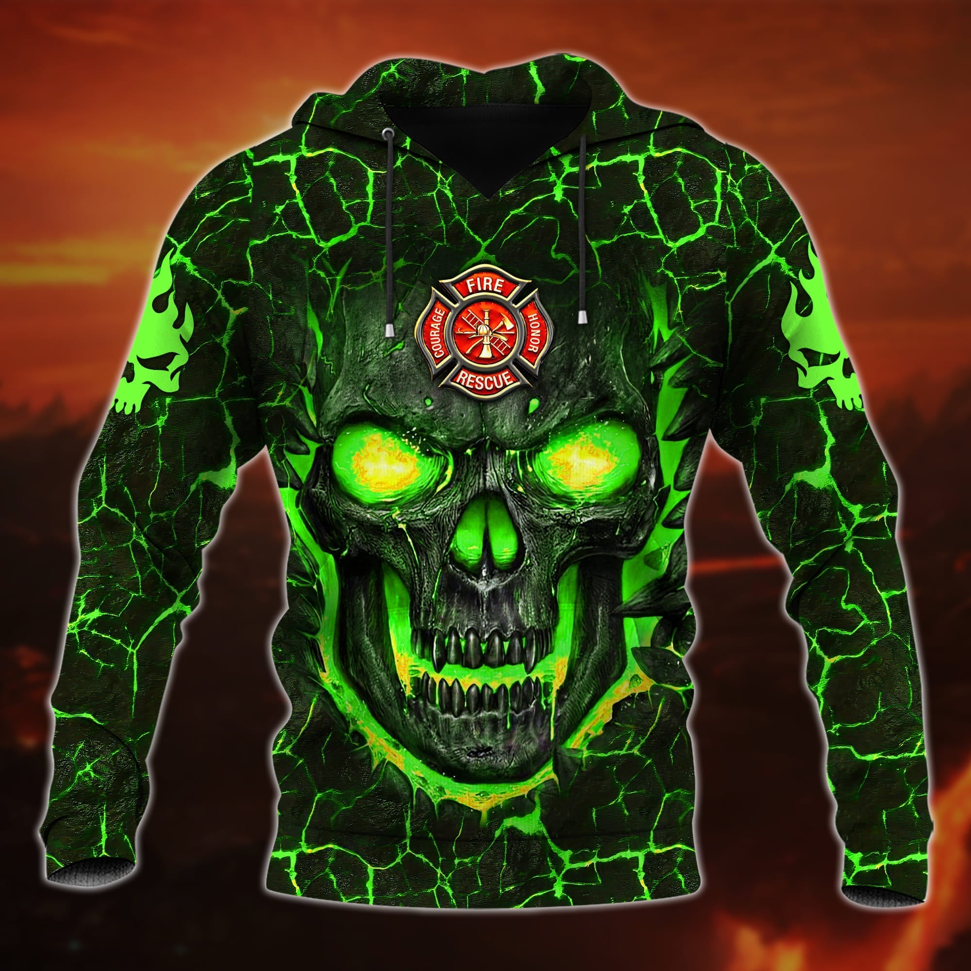 Premium Unique Cool Skull Hoodie For Firefighter Lover Multicolored Personalized