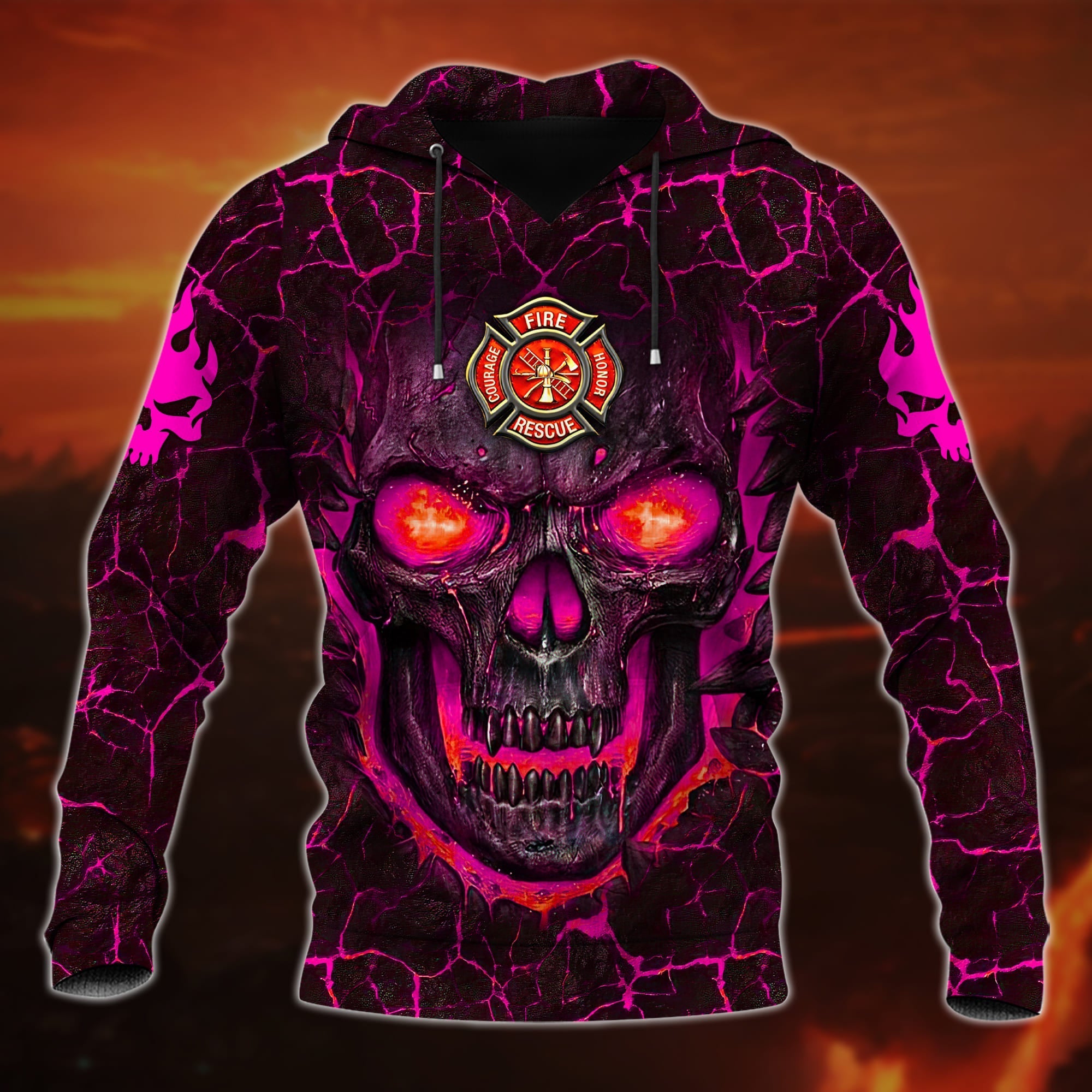 Premium Unique Cool Skull Hoodie For Firefighter Lover Multicolored Personalized