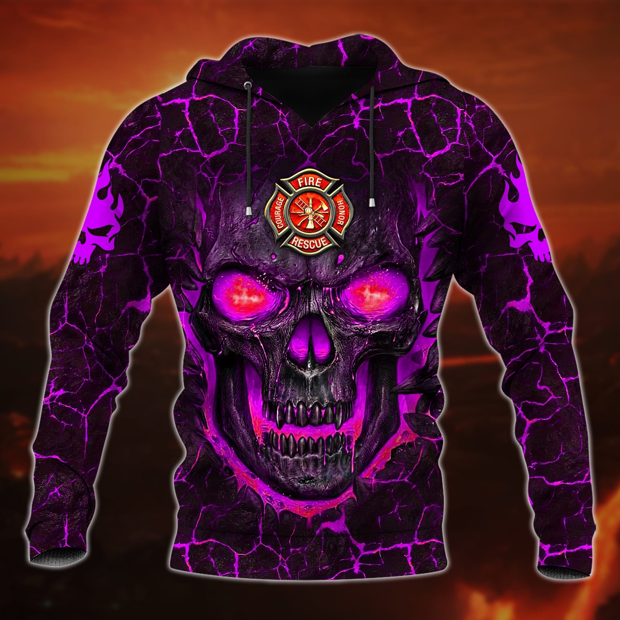 Premium Unique Cool Skull Hoodie For Firefighter Lover Multicolored Personalized