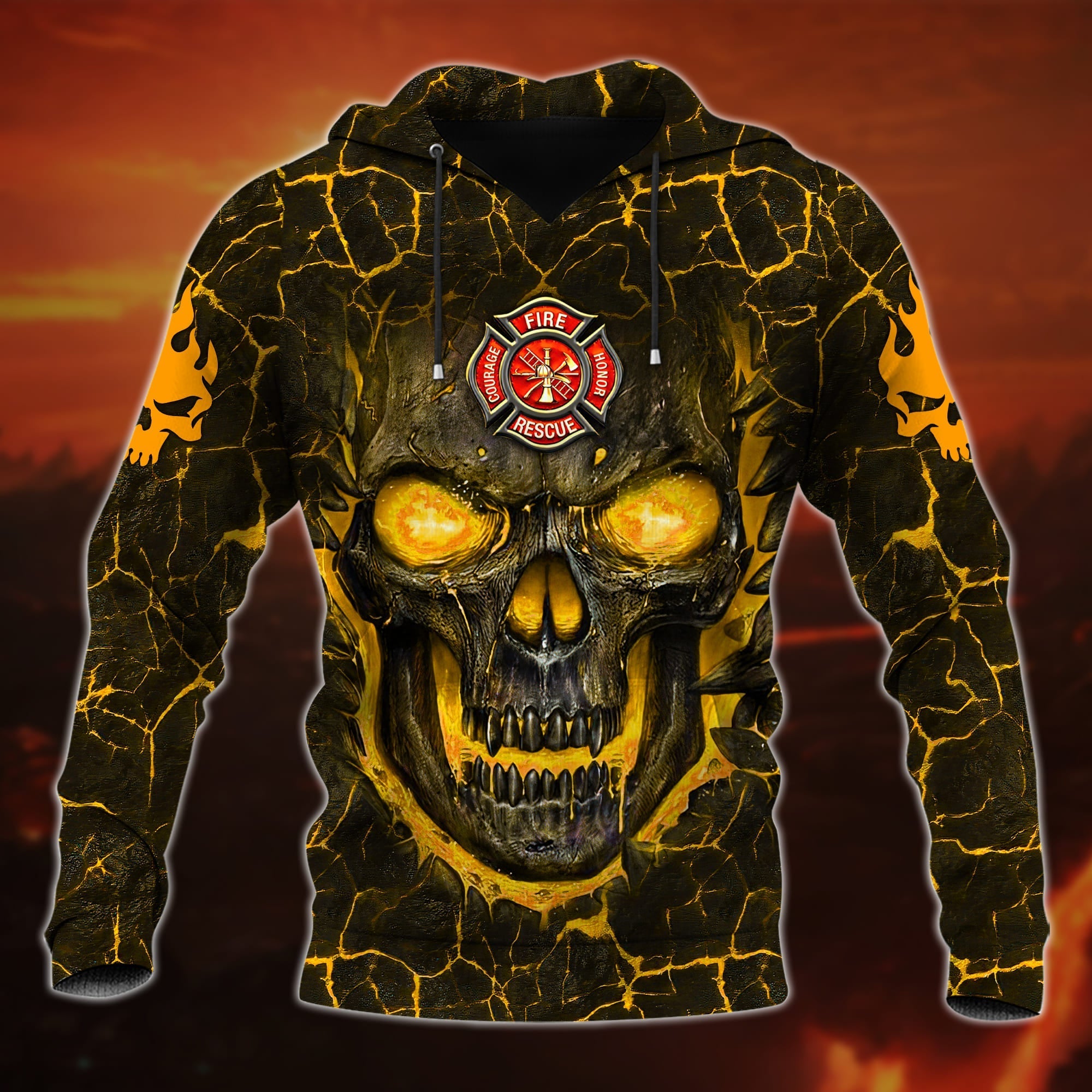 Premium Unique Cool Skull Hoodie For Firefighter Lover Multicolored Personalized