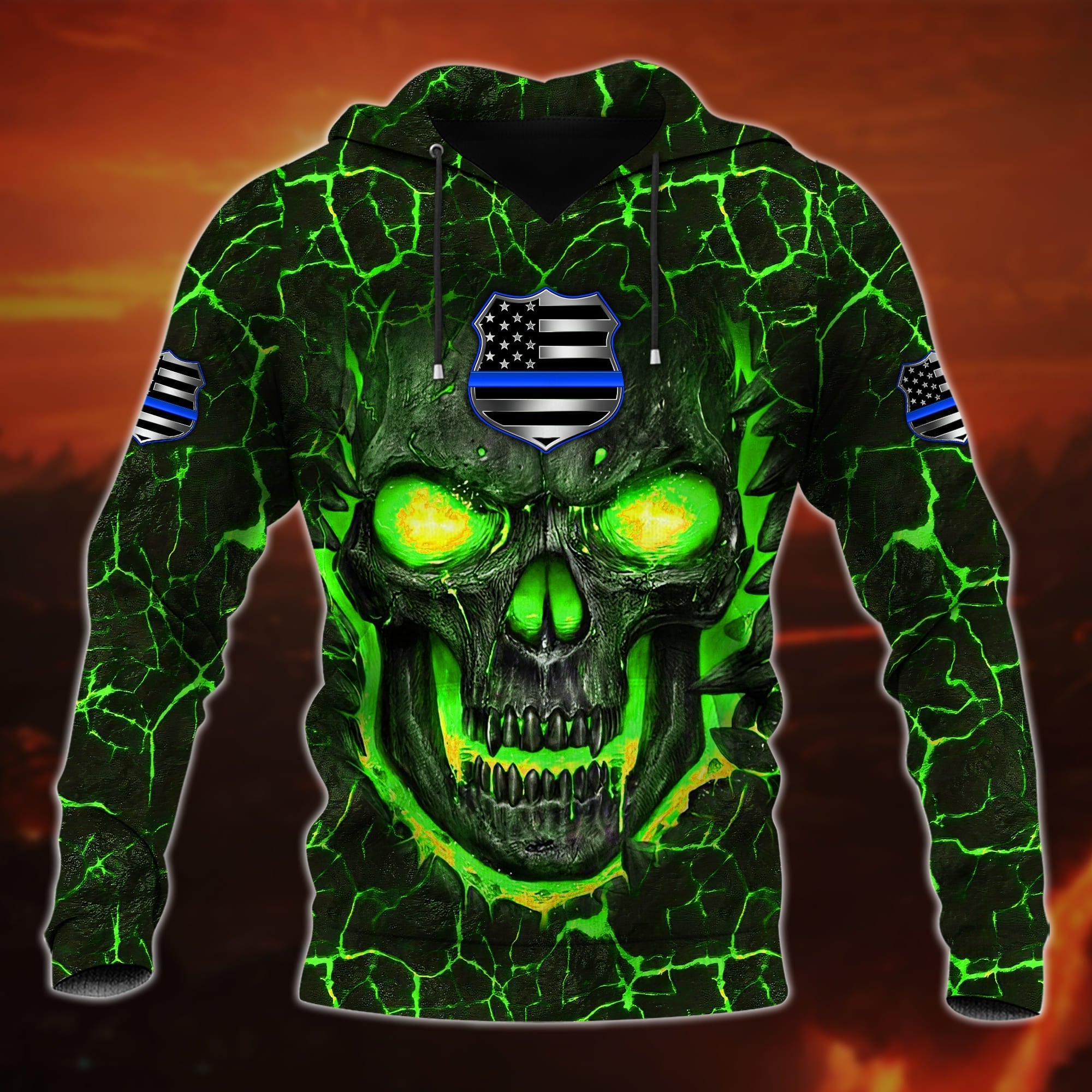 Premium Unique Cool Skull Hoodie For Police Lover Multicolored Personalized