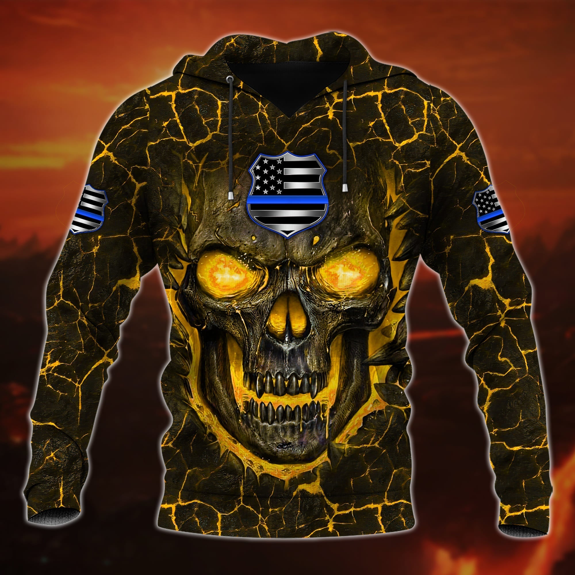 Premium Unique Cool Skull Hoodie For Police Lover Multicolored Personalized