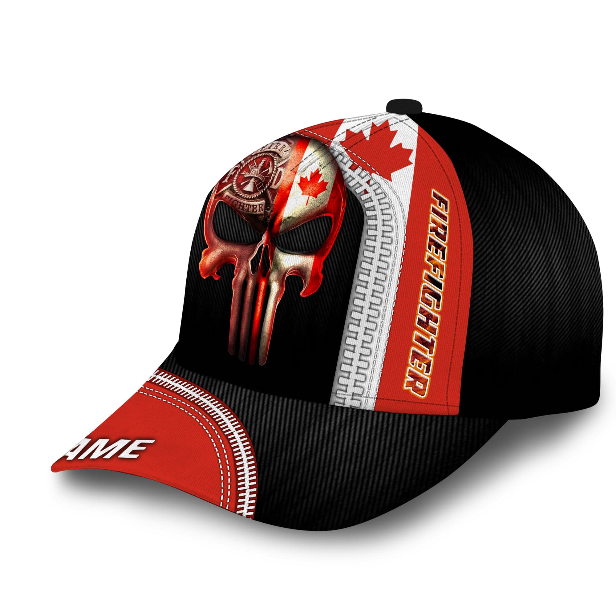 Premium Canadian Firefighter Skull 3D Cap Multicolor Personalized