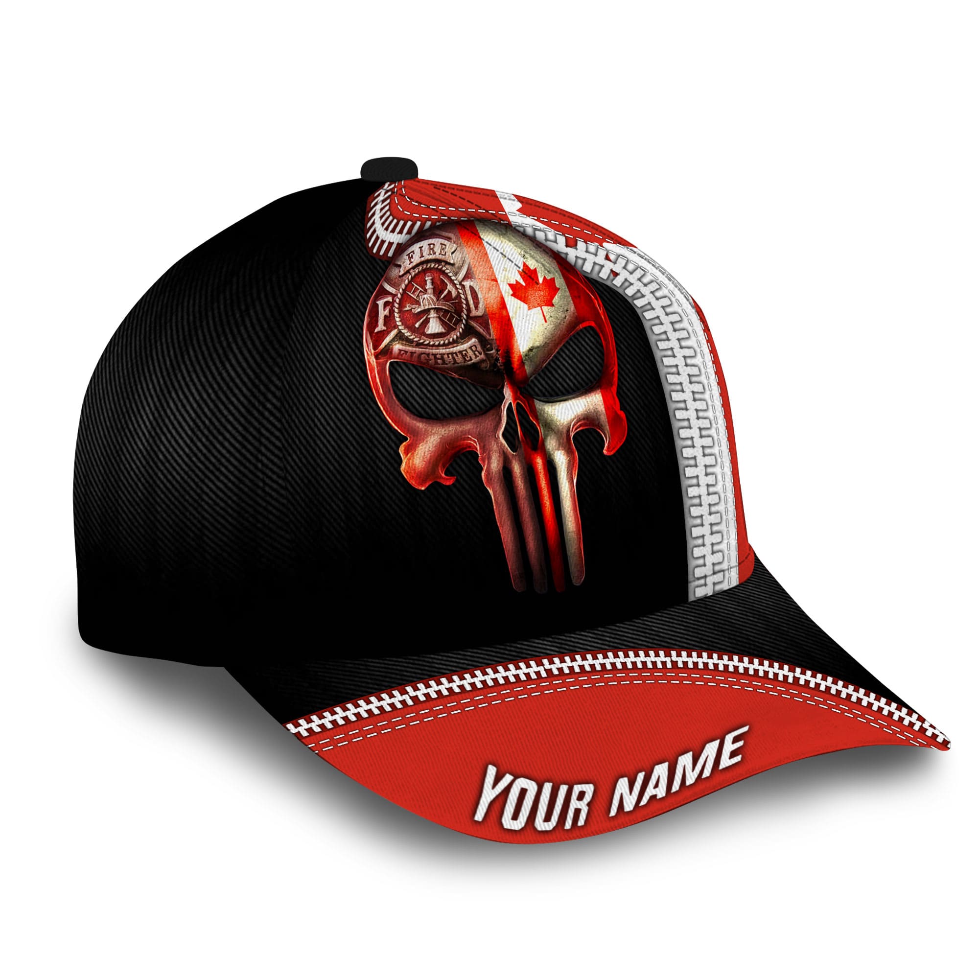 Premium Canadian Firefighter Skull 3D Cap Multicolor Personalized