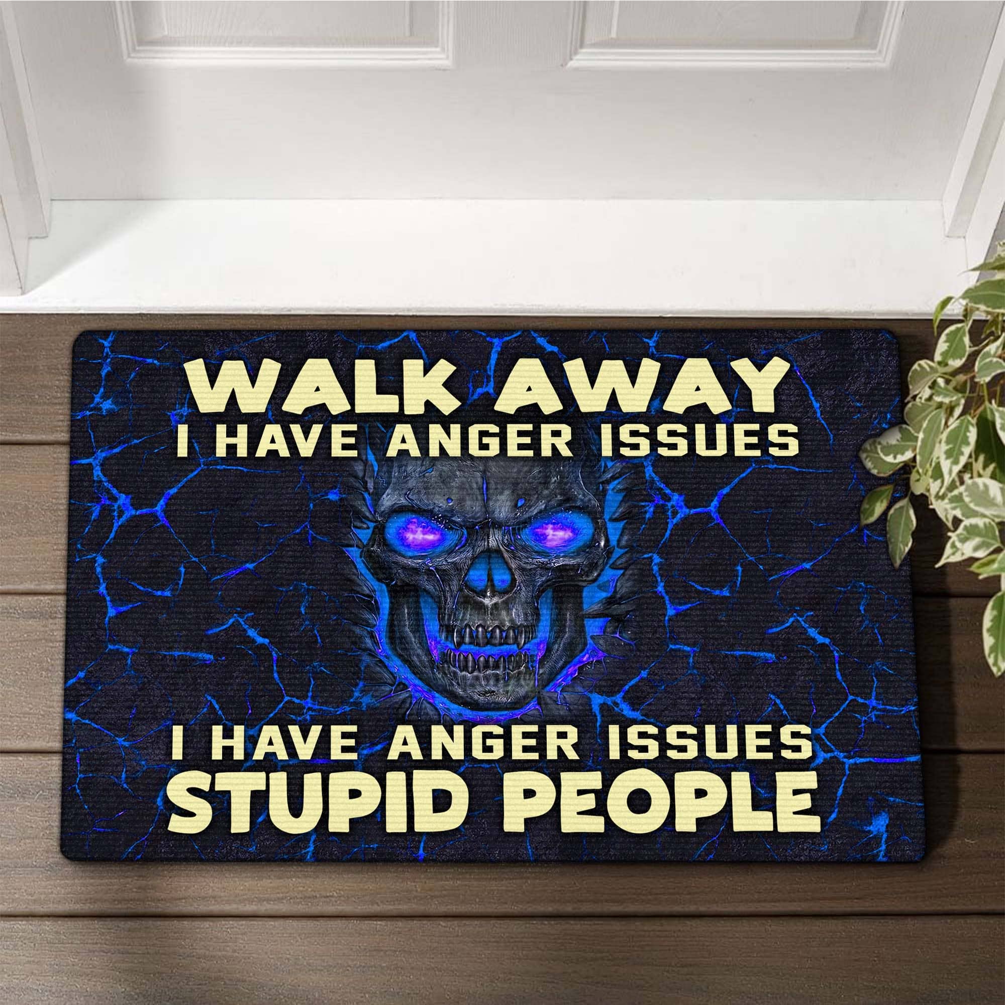 Premium Walk Away Cool Lava Skull 3D Doormat Multicolored