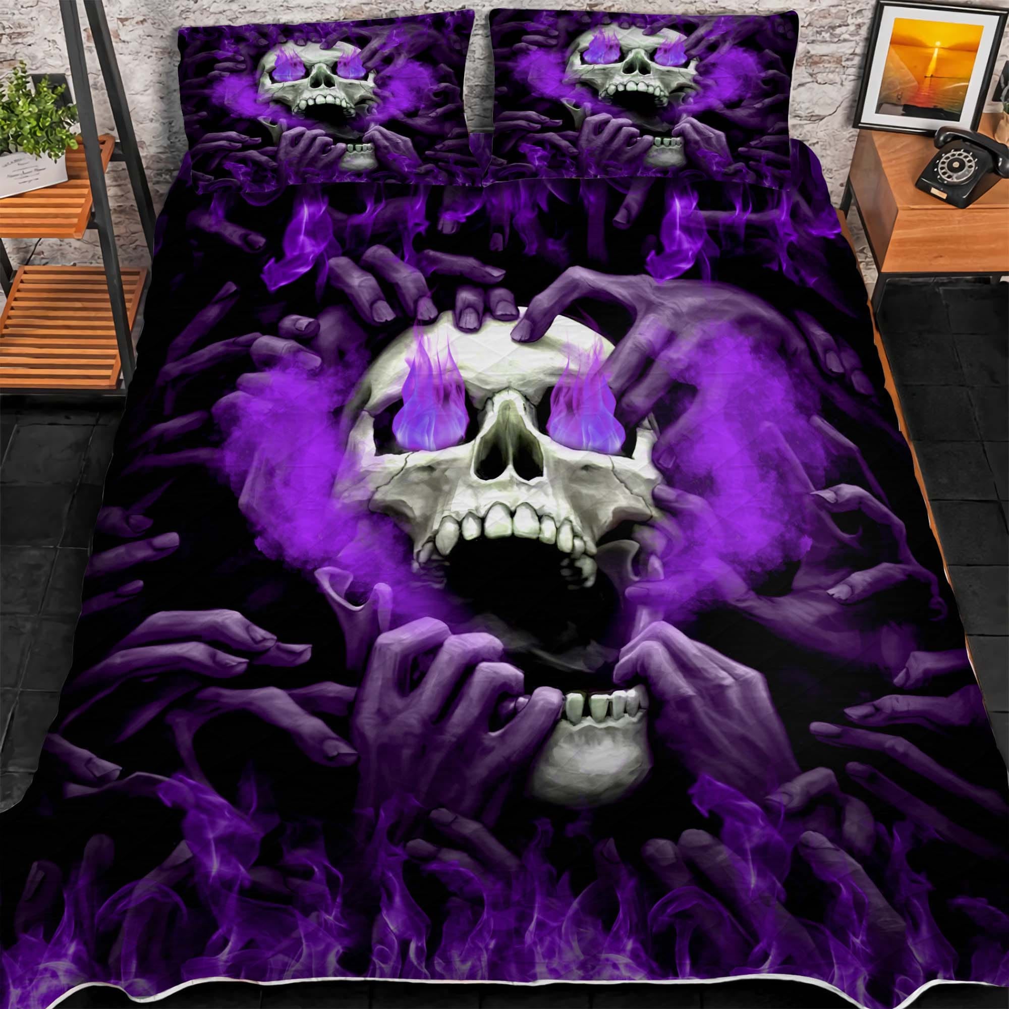 Premium Cool Multicolor Skull 3D Quilt Bedding Set