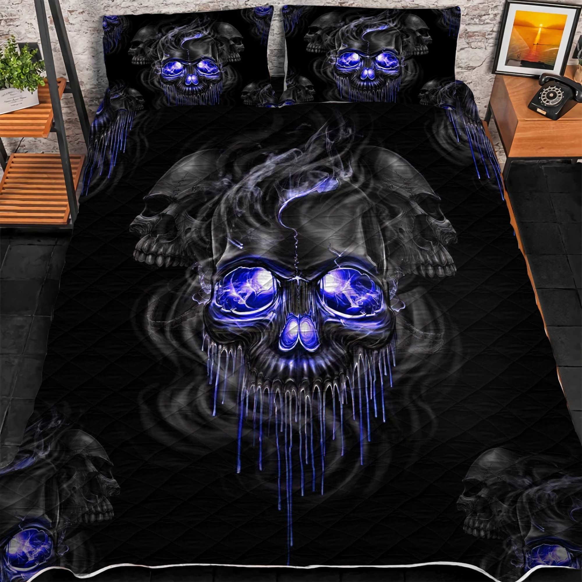 Premium Multicolor Skull 3D Quilt Bedding Set