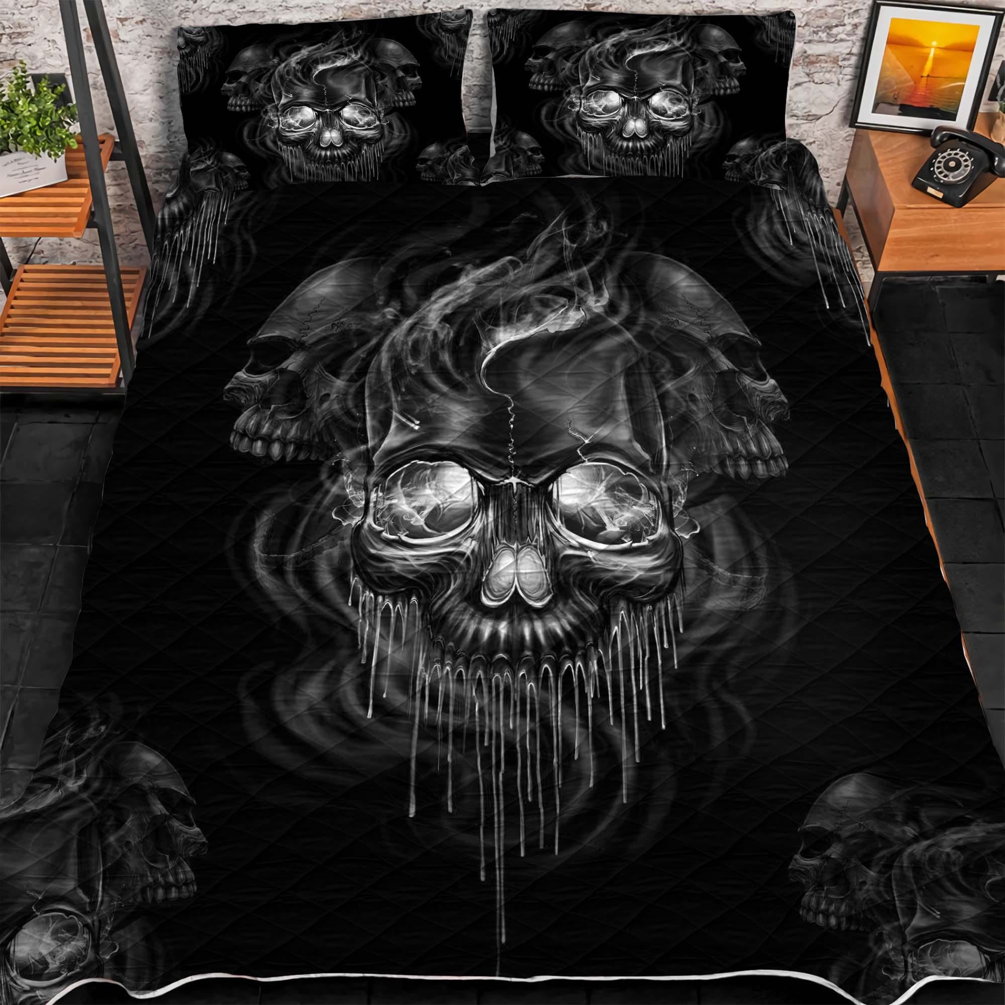 Premium Multicolor Skull 3D Quilt Bedding Set