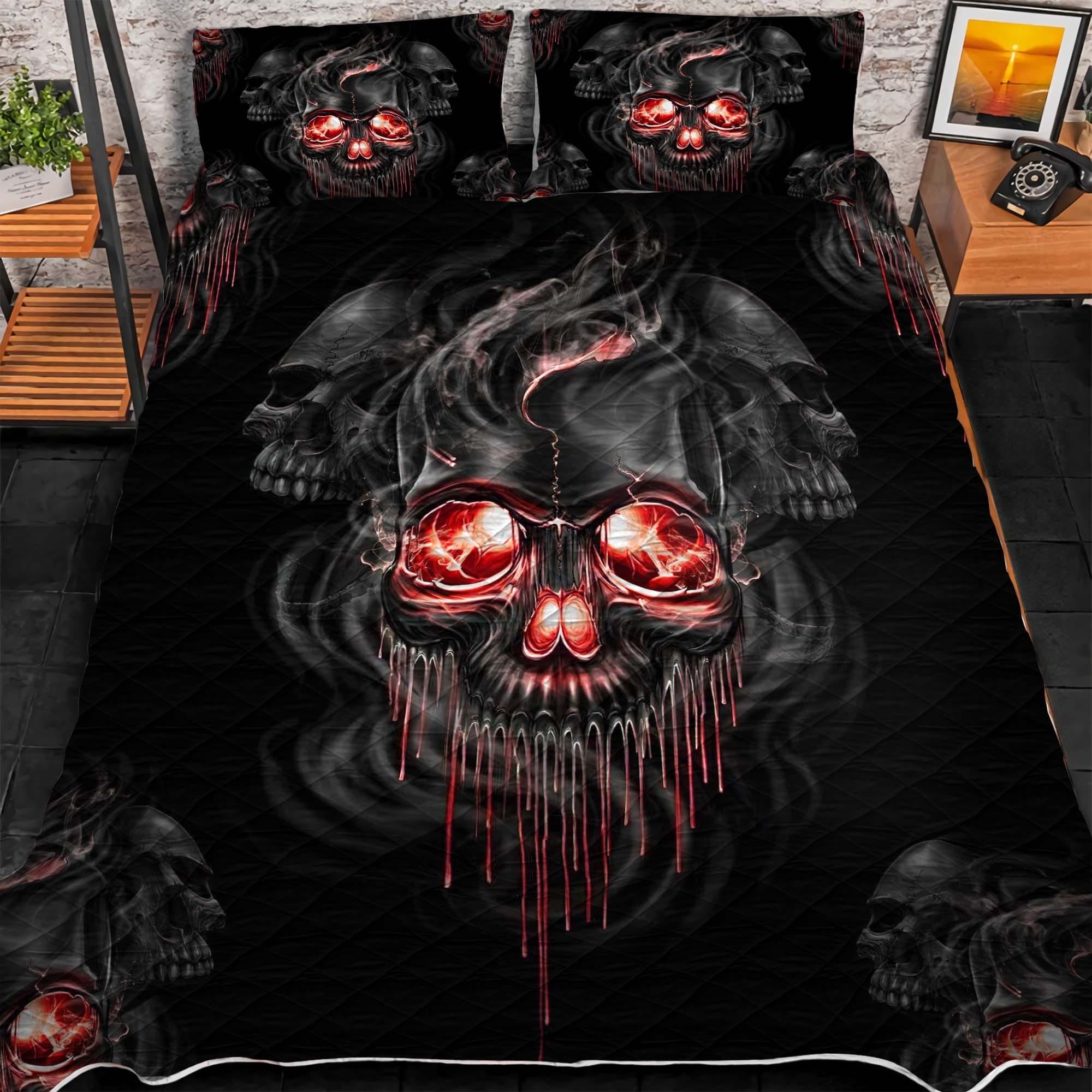 Premium Multicolor Skull 3D Quilt Bedding Set