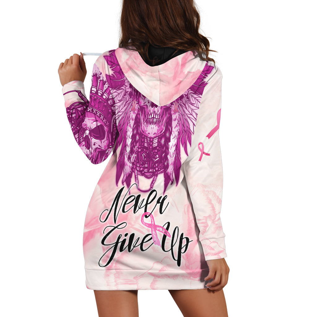 pink-power-breast-cancer-hoodie-dress-never-give-up-native-american-skull