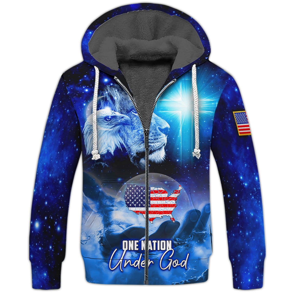 america-one-nation-under-god-eagle-lion-and-the-cross-fleece-zipper