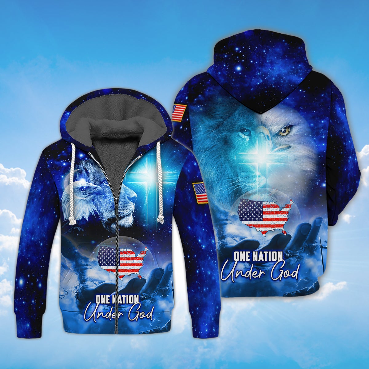 america-one-nation-under-god-eagle-lion-and-the-cross-fleece-zipper