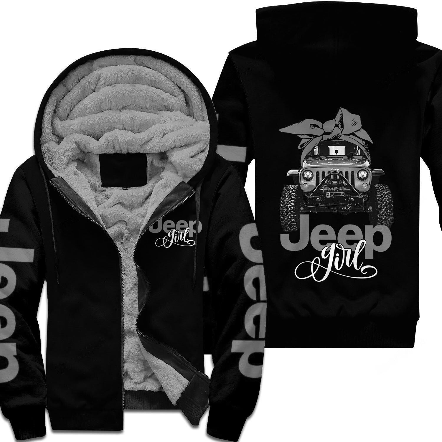 Multicolor Jeep Girl So Cute Sherpa Hoodie