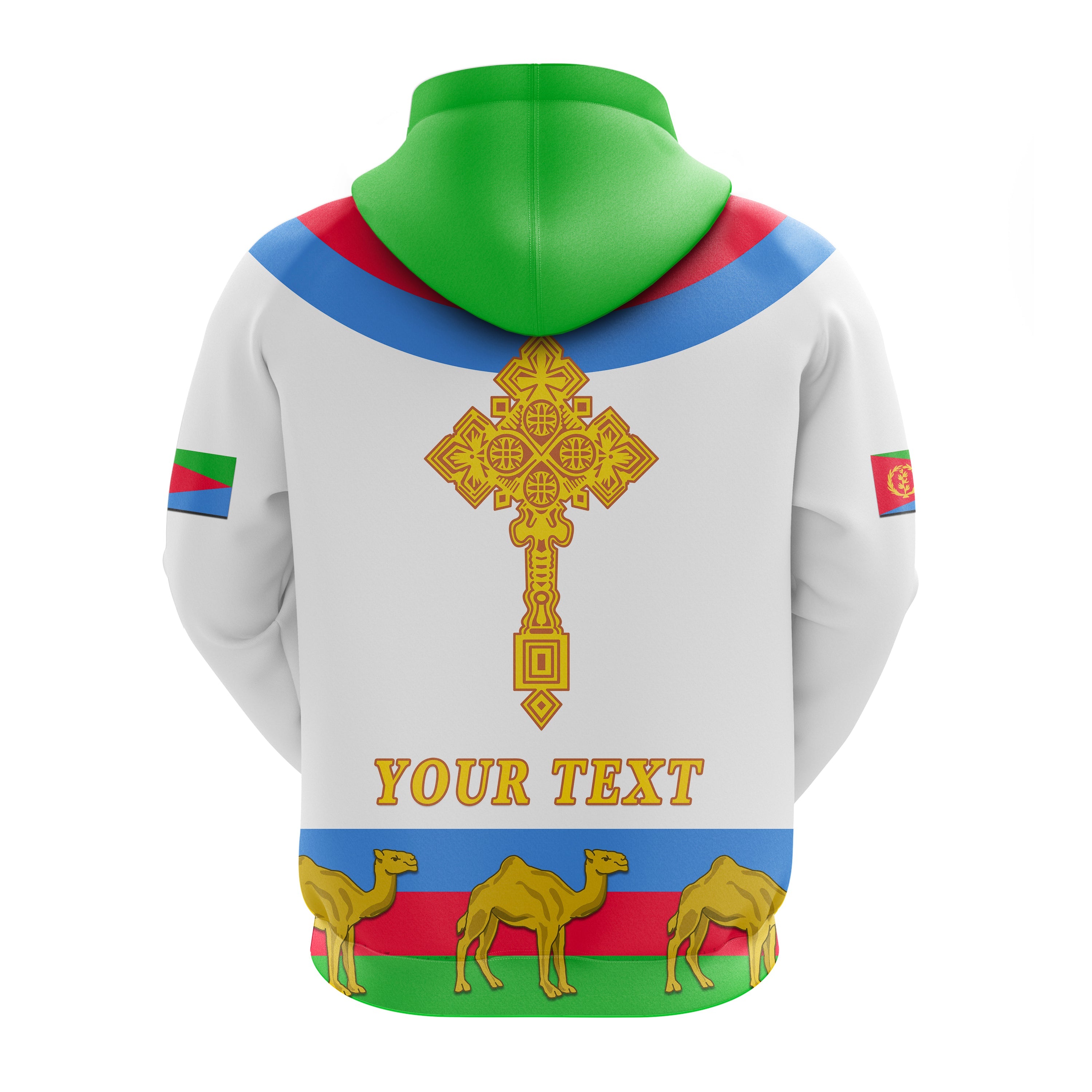 (Custom Personalised) Eritrea Hoodie Cross White LT13