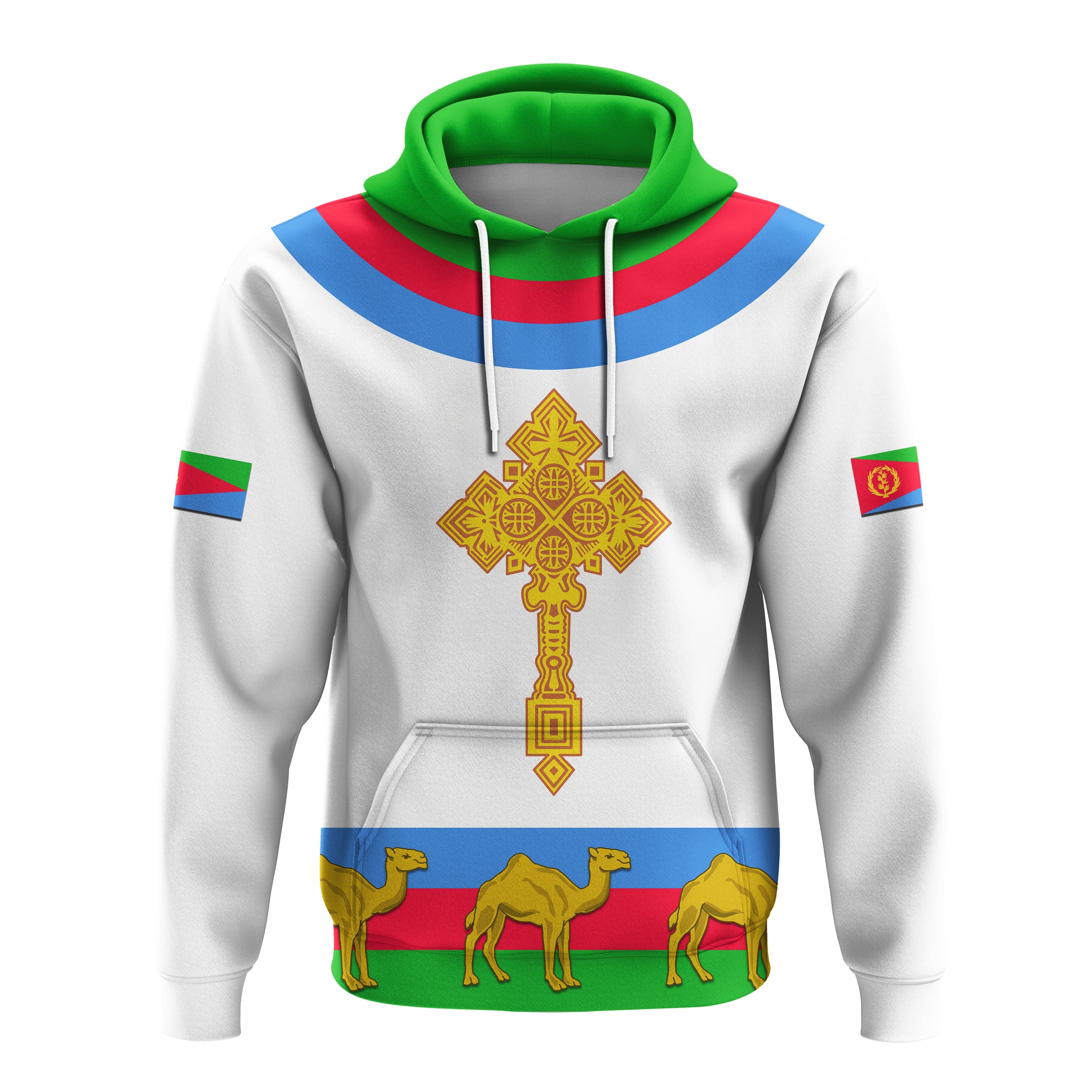 (Custom Personalised) Eritrea Hoodie Cross White LT13