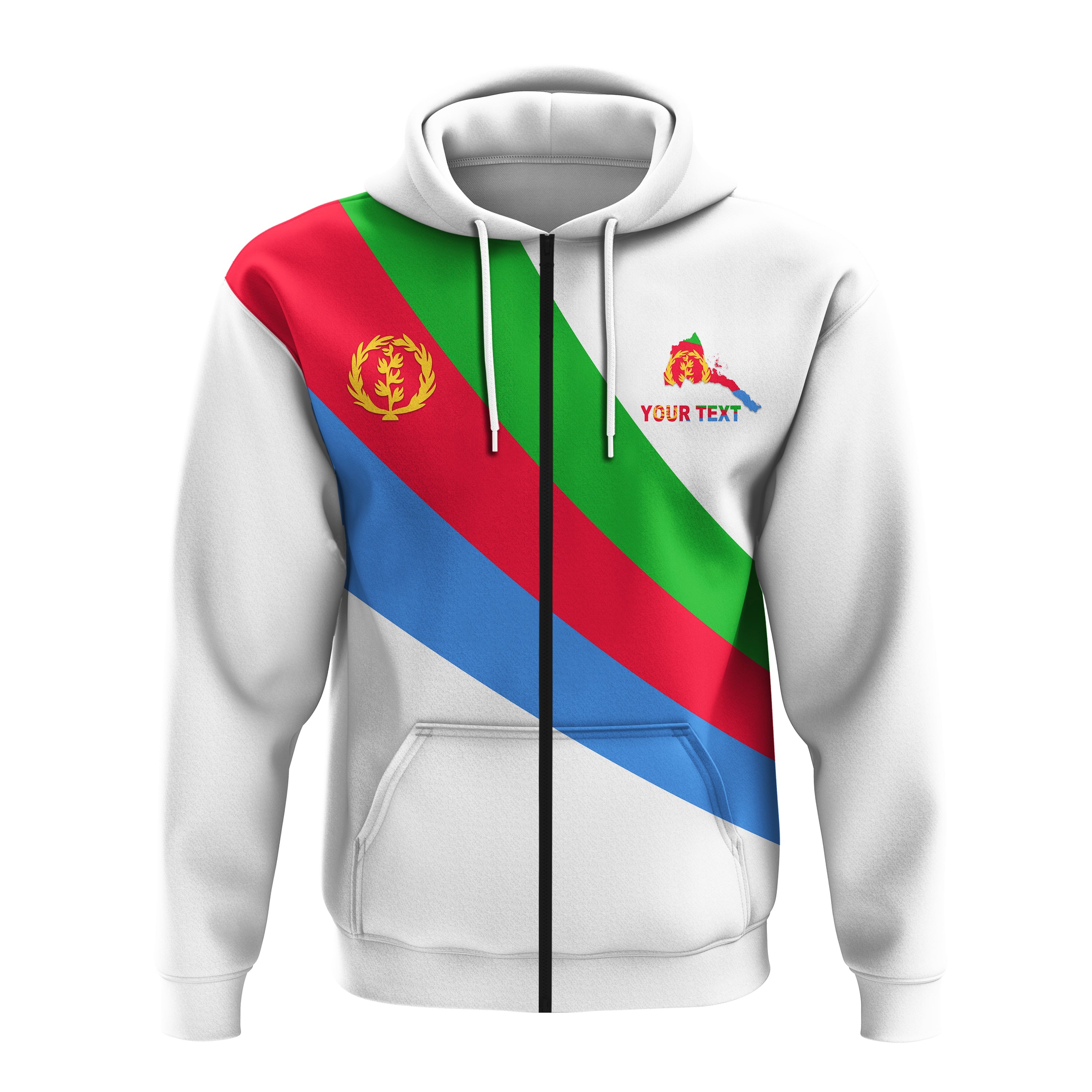 (Custom Personalised) Eritrea Hoodie Style Flag White LT13