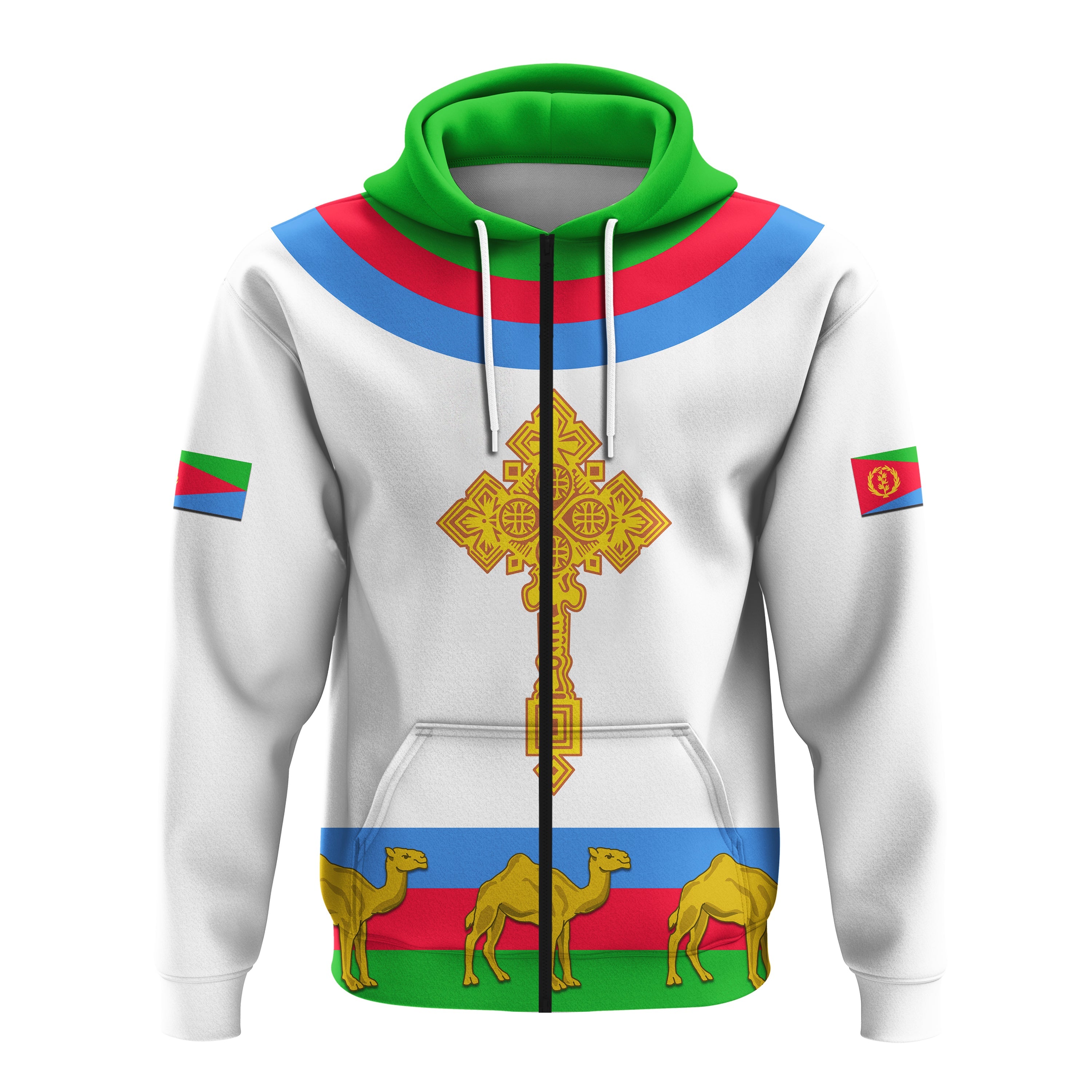 (Custom Personalised) Eritrea Hoodie Cross White LT13