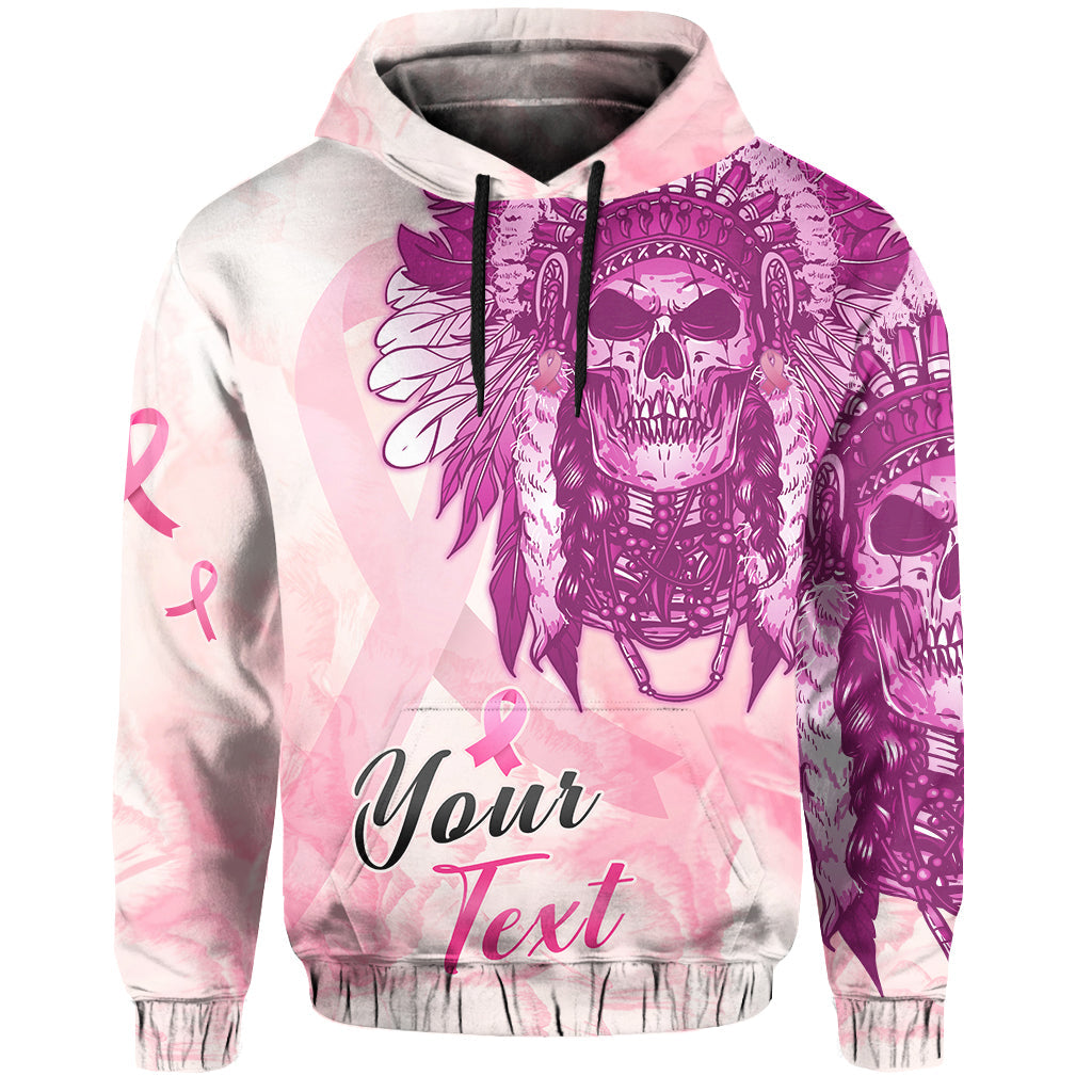 custom-personalised-pink-power-breast-cancer-hoodie-never-give-up-native-american-skull