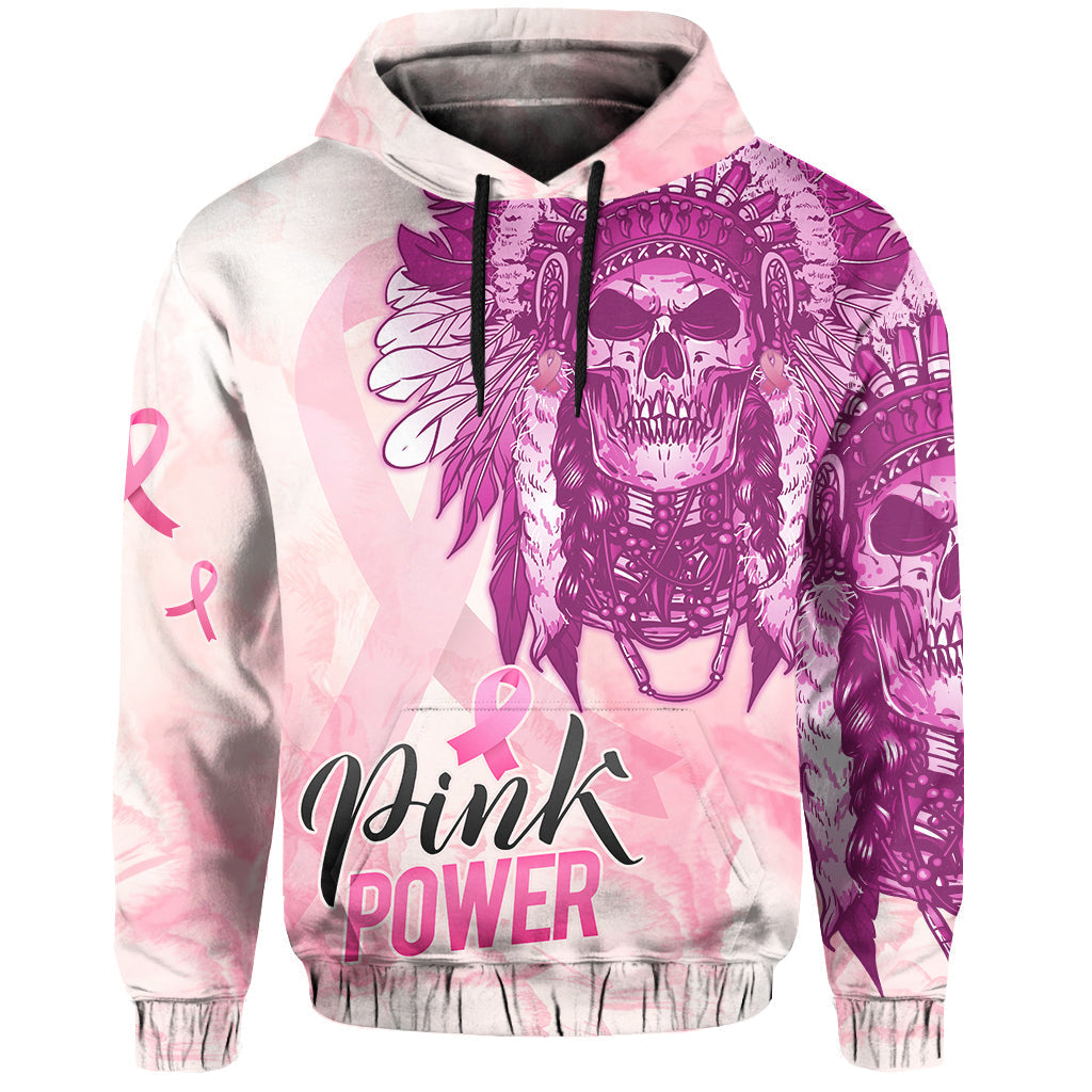 pink-power-breast-cancer-hoodie-never-give-up-native-american-skull