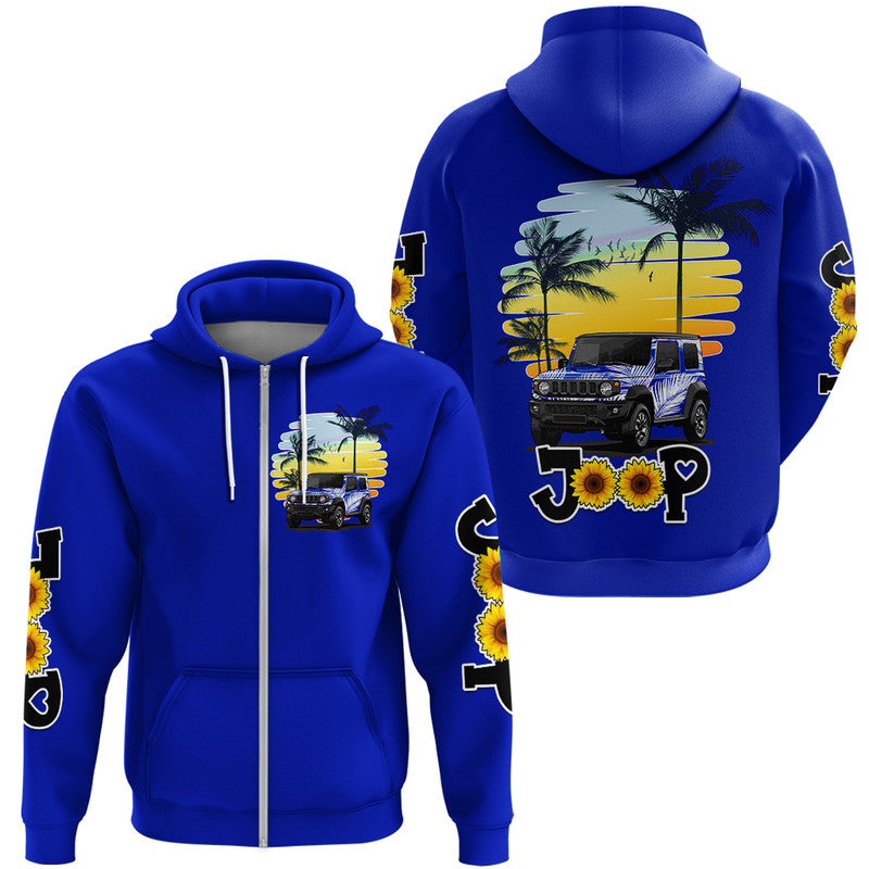 jeep-girl-hoodie-beach-sunset-blue-jeep