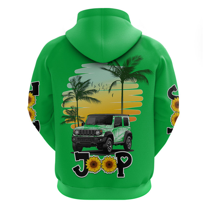 jeep-girl-hoodie-beach-sunset-bright-green-jeep