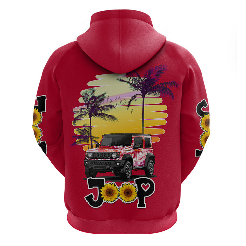 jeep-girl-hoodie-beach-sunset-red-jeep