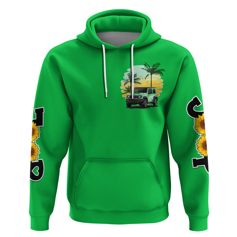 jeep-girl-hoodie-beach-sunset-bright-green-jeep