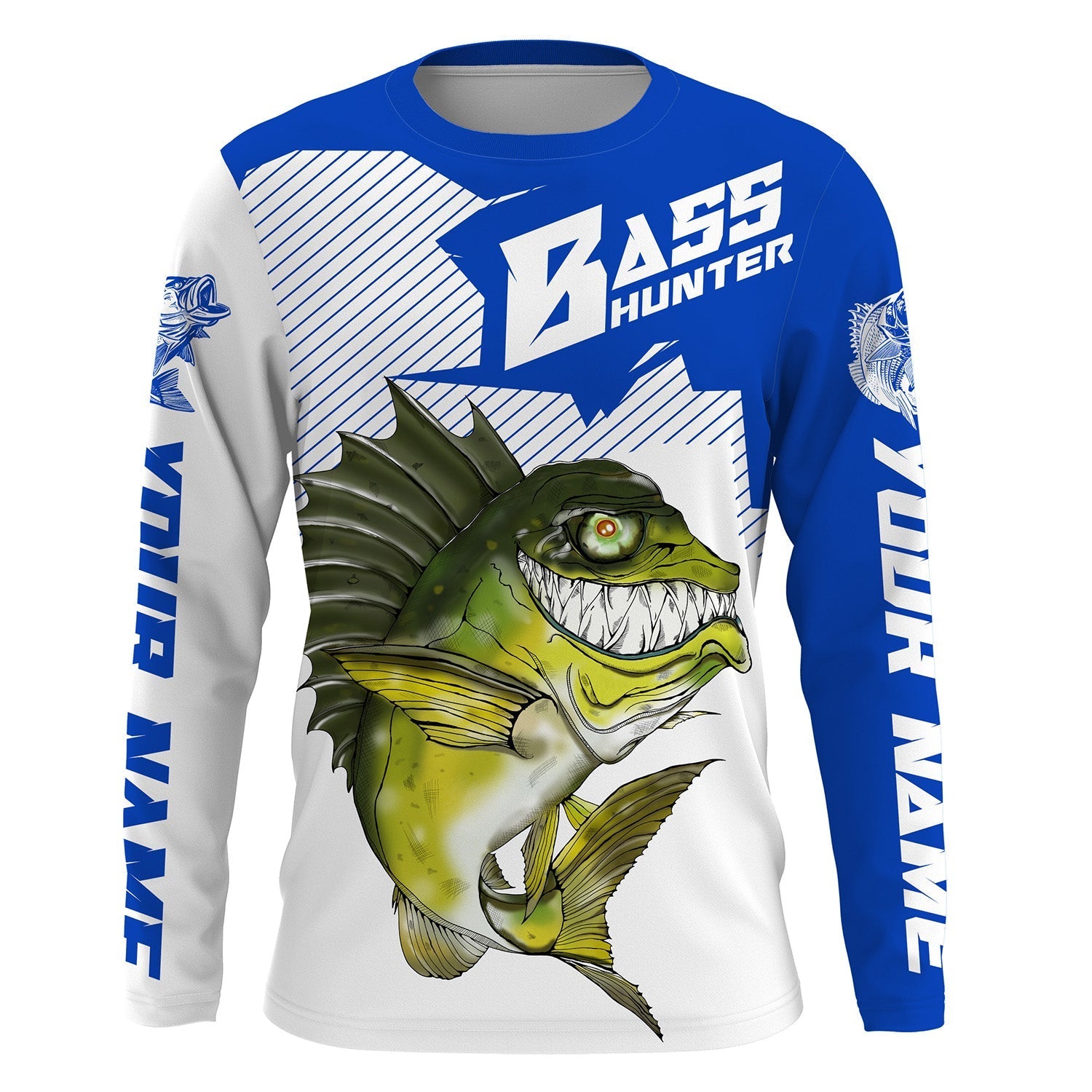 angry-largemouth-bass-custom-long-sleeve-fishing-shirts-bass-hunter-fishing-jerseys-blue-fishing-long-sleeve-shirts