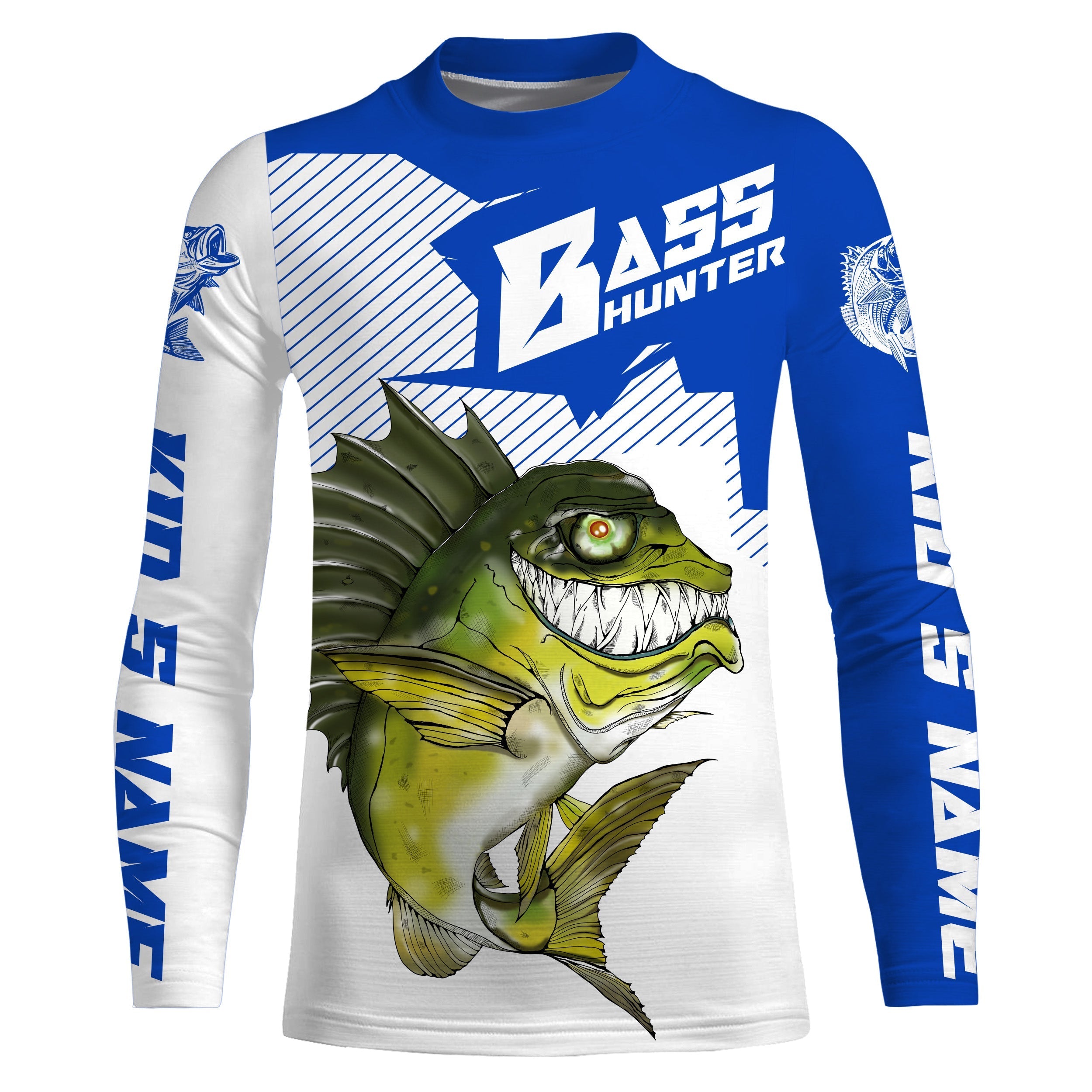 angry-largemouth-bass-custom-long-sleeve-fishing-shirts-bass-hunter-fishing-jerseys-blue-fishing-long-sleeve-shirts