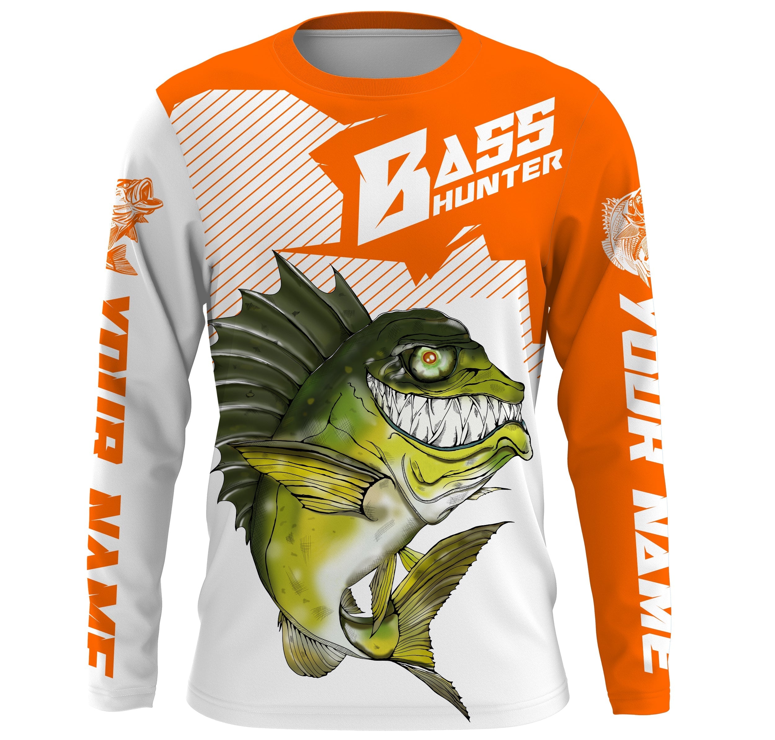 angry-largemouth-bass-custom-long-sleeve-fishing-shirts-bass-hunter-fishing-jerseys-orange-fishing-long-sleeve-shirts