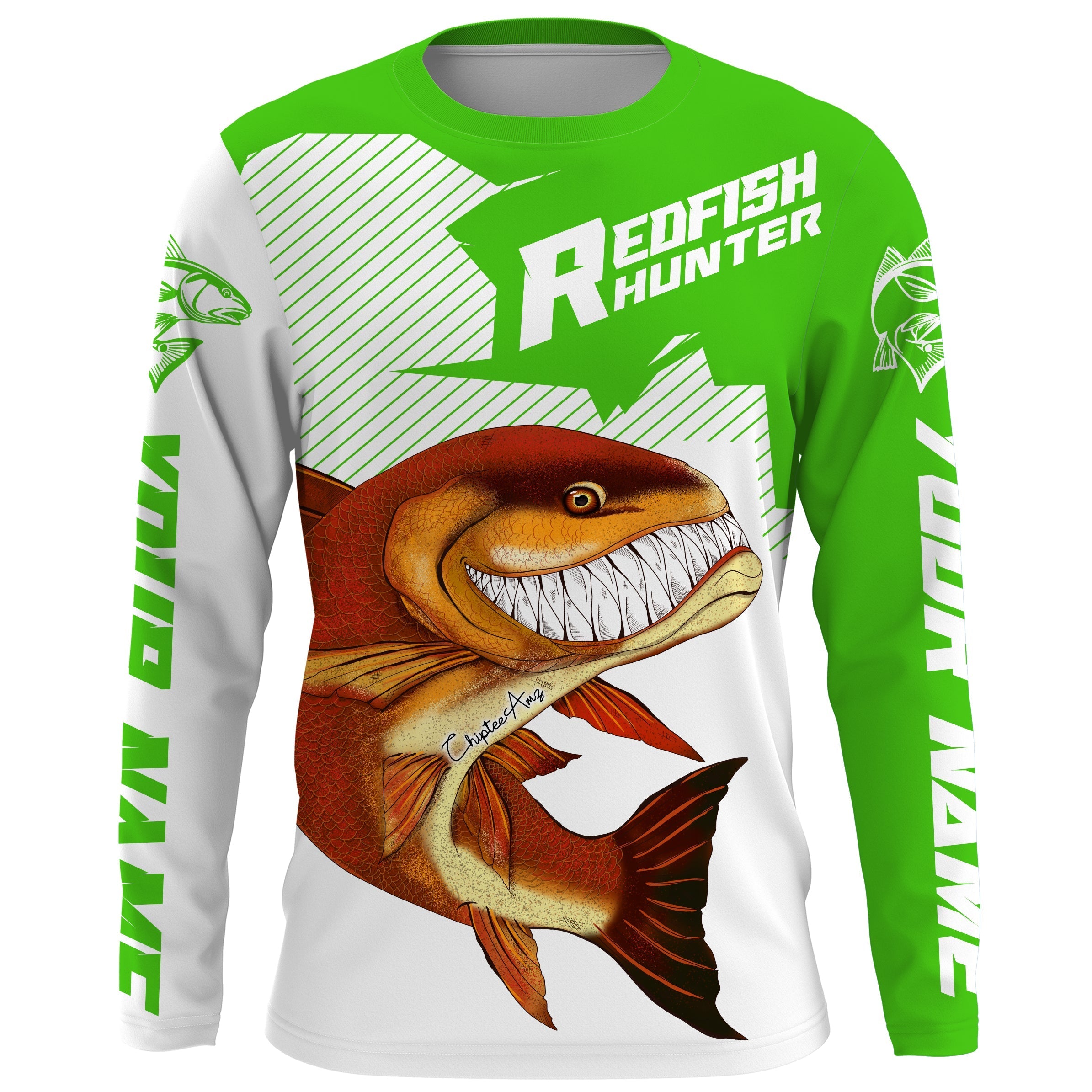 angry-redfish-custom-long-sleeve-performance-fishing-shirts-redfish-hunter-fishing-jerseys-green-fishing-long-sleeve-shirts