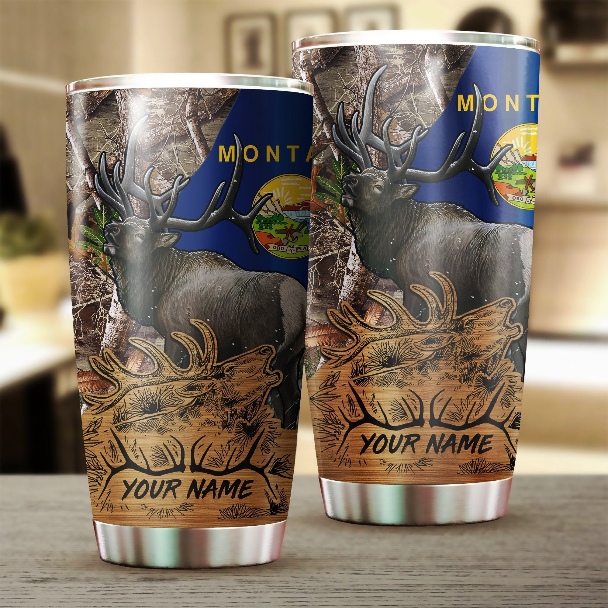 1pc-montana-elk-hunting-camo-customize-name-stainless-steel-tumbler-cup-personalized-fishing-gift-for-fishing-lovers-fishing-tumbler