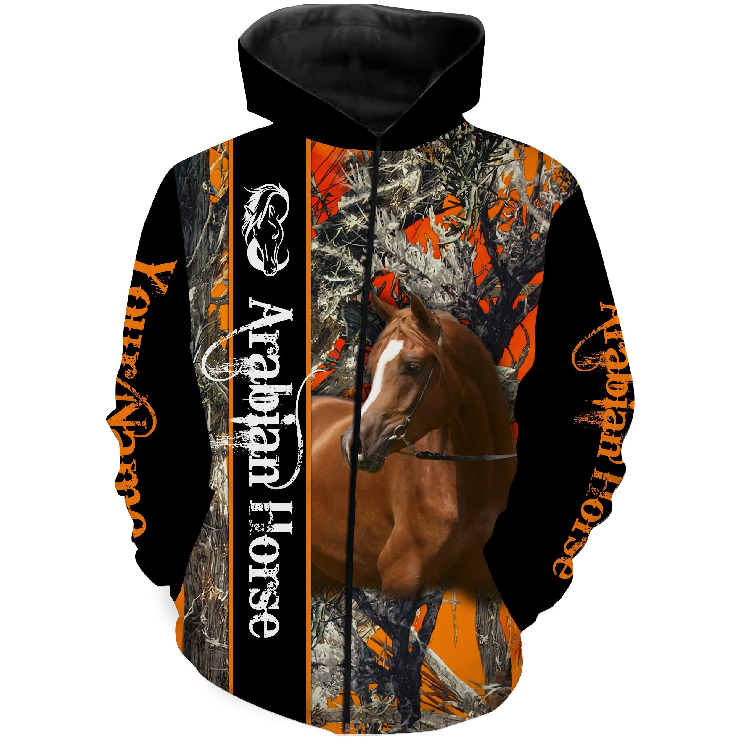 arabian-horse-orange-camo-customize-name-3d-all-over-printed-shirts-personalized-horse-shirt-for-girl-men-kid-gift-for-horse-lovers-fishing-hoodie