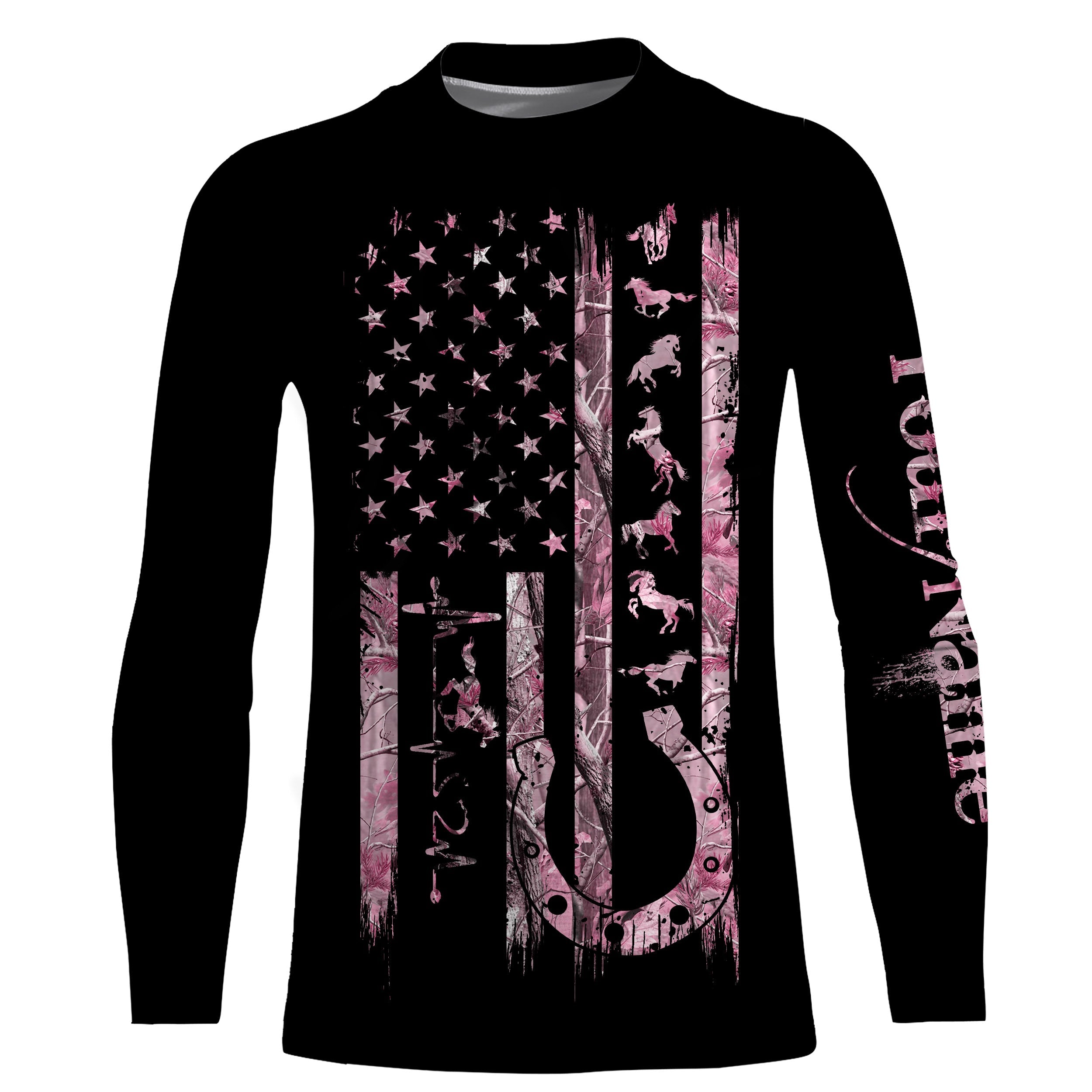 american-flag-patriotic-horse-tattoo-pink-camo-custom-name-equestrian-horse-riding-shirts-fishing-long-sleeve-shirts