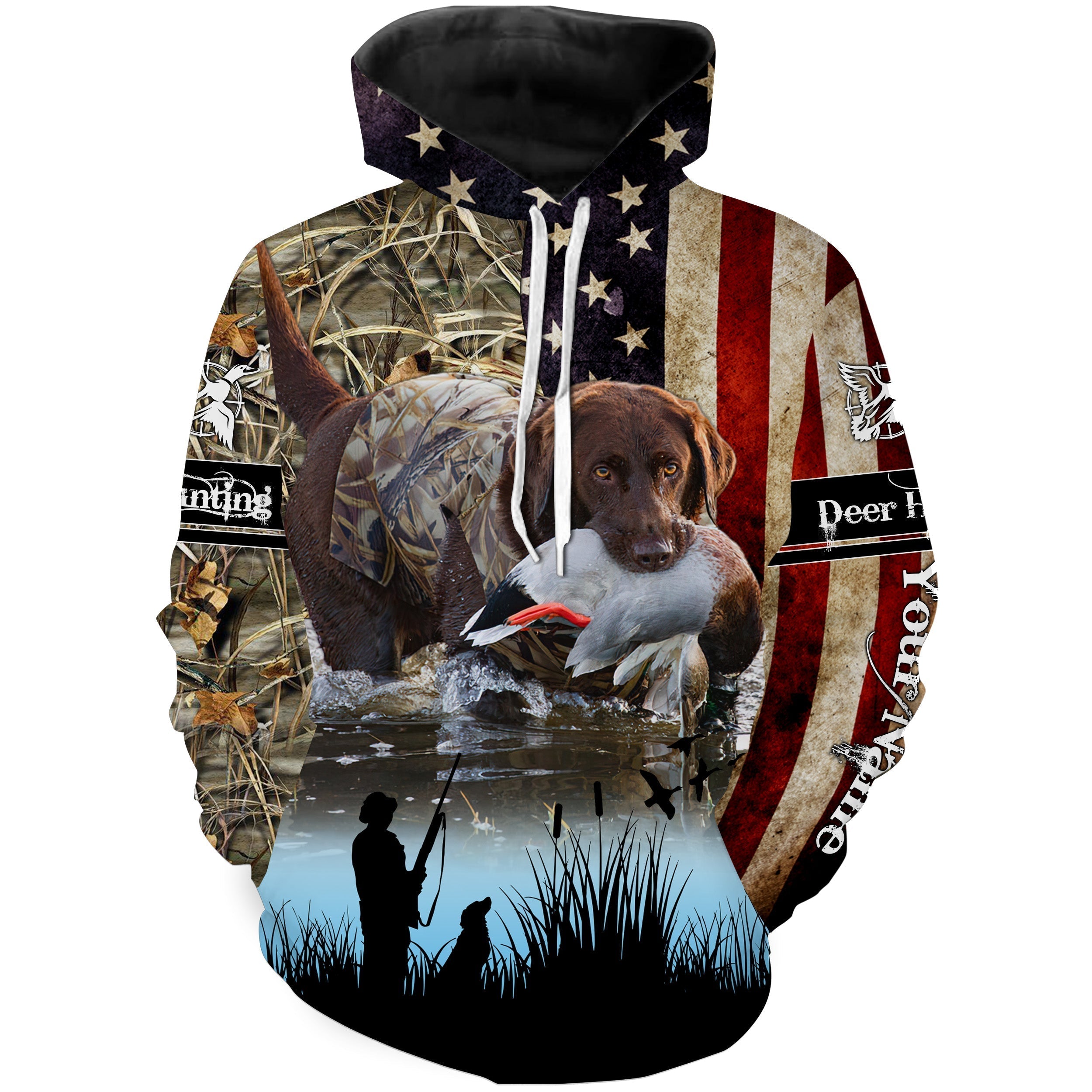 american-flag-chocolate-lab-duck-hunting-dog-waterfowl-camo-custom-name-3d-hunting-apparel-fishing-hoodie