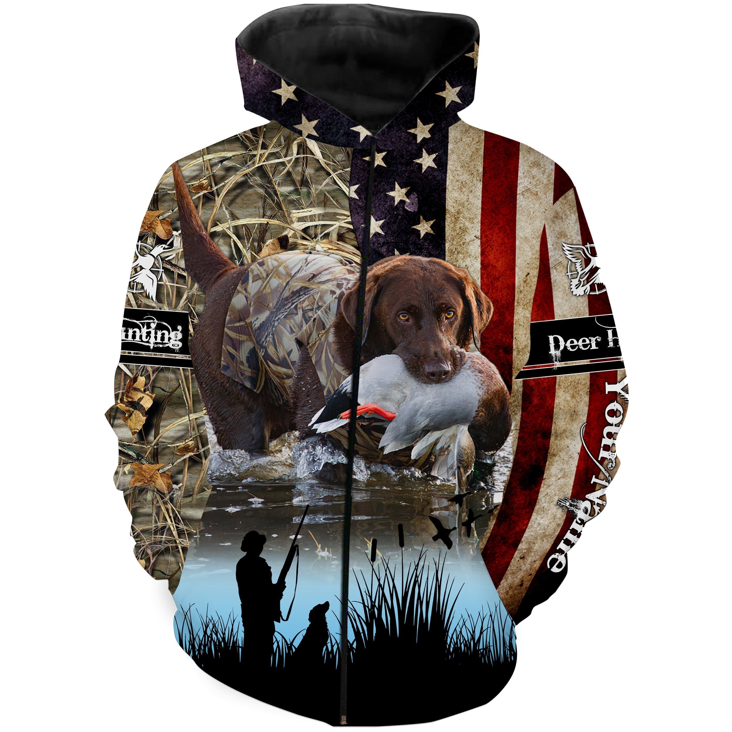 american-flag-chocolate-lab-duck-hunting-dog-waterfowl-camo-custom-name-3d-hunting-apparel-fishing-hoodie