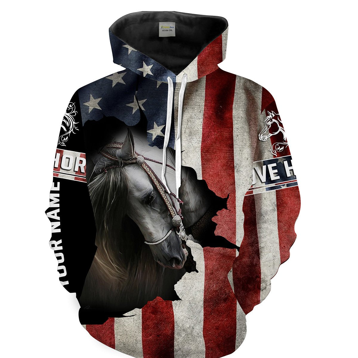 american-flag-patriotic-black-and-white-horse-customize-name-3d-all-over-printed-shirts-personalized-gift-for-horse-lovers-fishing-hoodie