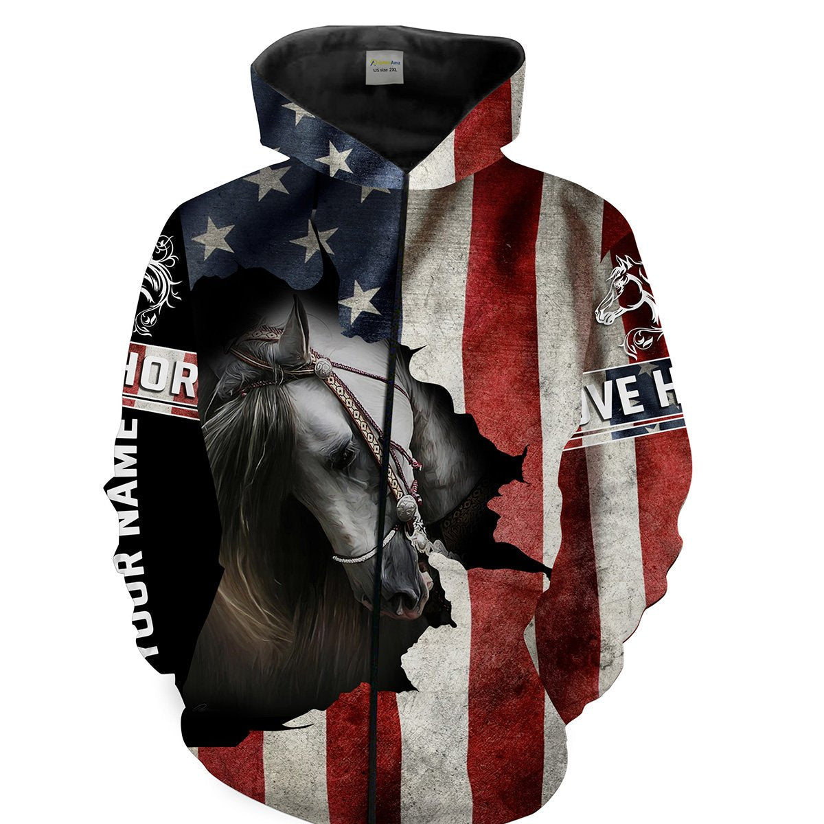 american-flag-patriotic-black-and-white-horse-customize-name-3d-all-over-printed-shirts-personalized-gift-for-horse-lovers-fishing-hoodie