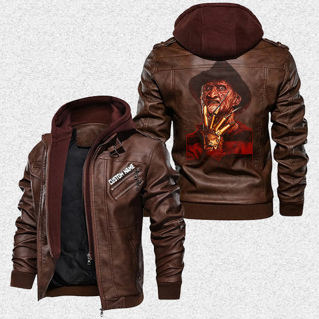 custom-personalised-happy-halloween-leather-jacket-scare-freddy-back