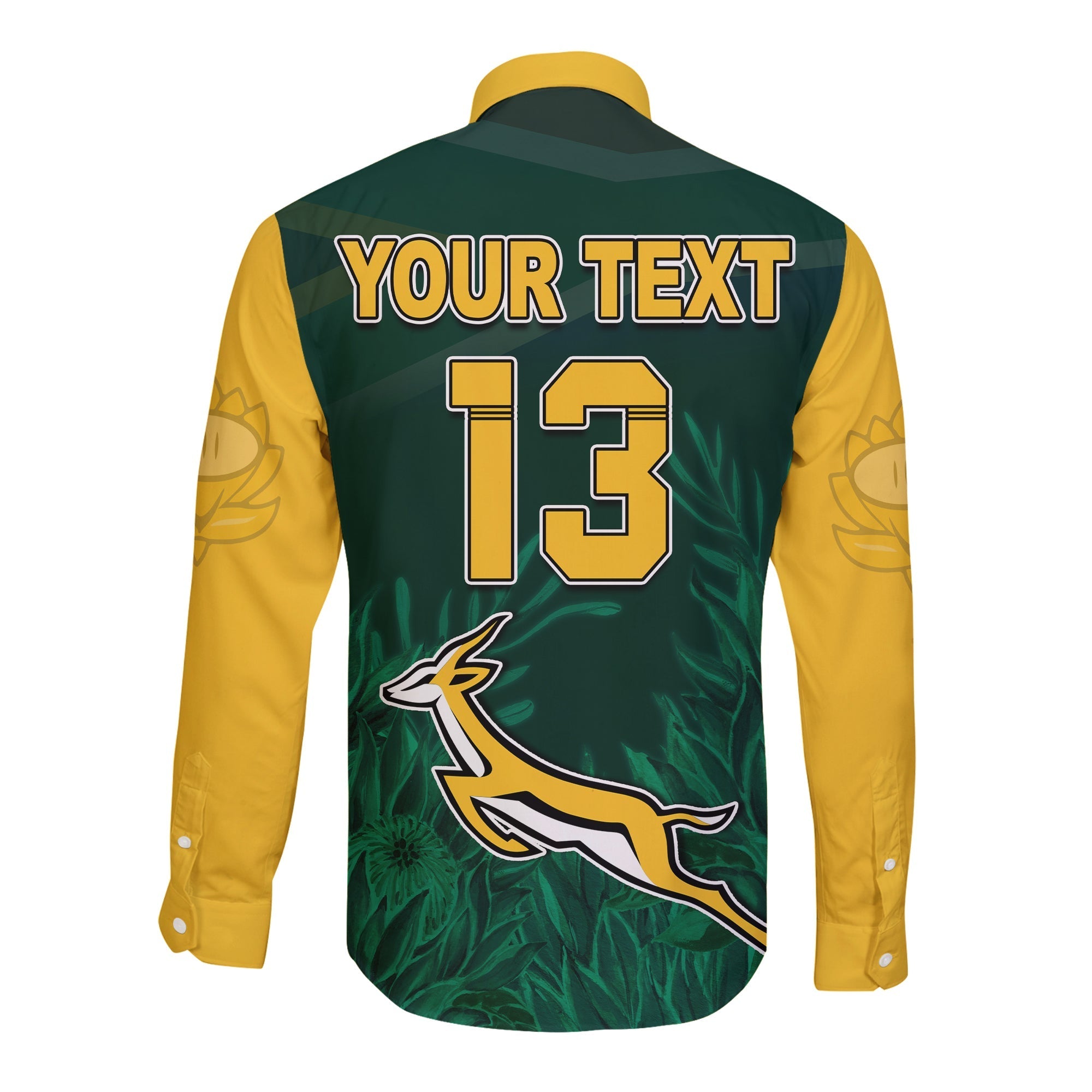 custom-text-and-number-south-africa-rugby-long-sleeve-button-shirt-springboks-king-protea-go-bokke