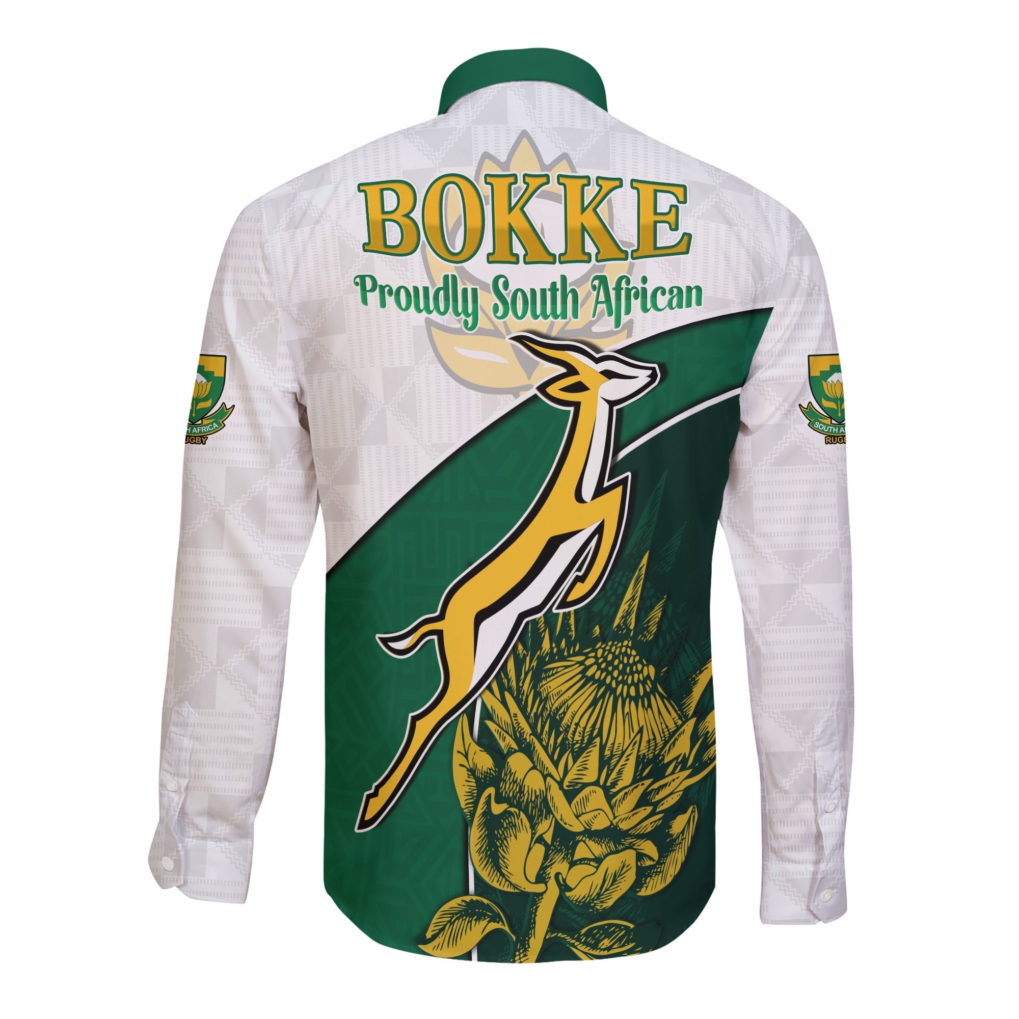 custom-personalised-south-africa-rugby-long-sleeve-button-shirt-king-protea-proudly-springboks