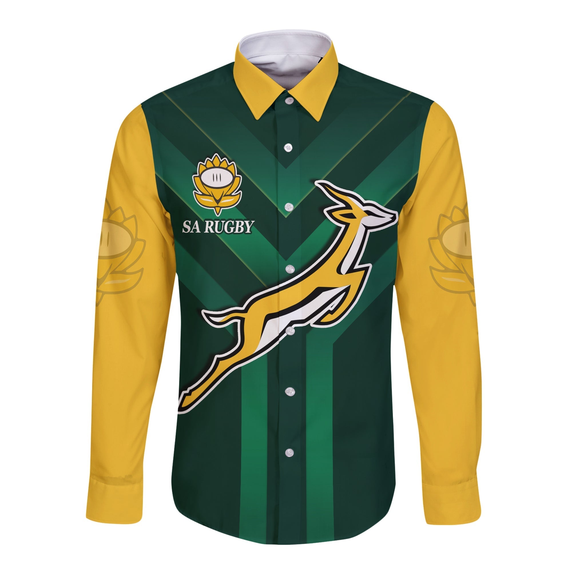 custom-text-and-number-south-africa-rugby-long-sleeve-button-shirt-springboks-king-protea-go-bokke