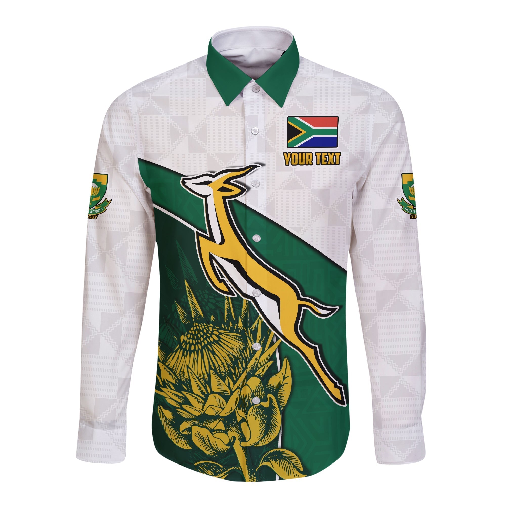 custom-personalised-south-africa-rugby-long-sleeve-button-shirt-king-protea-proudly-springboks